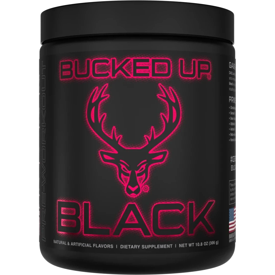 Bucked Up BLACK Pre-Workout-30 servings-Deer Candy (Grape-Strawberry)-N101 Nutrition