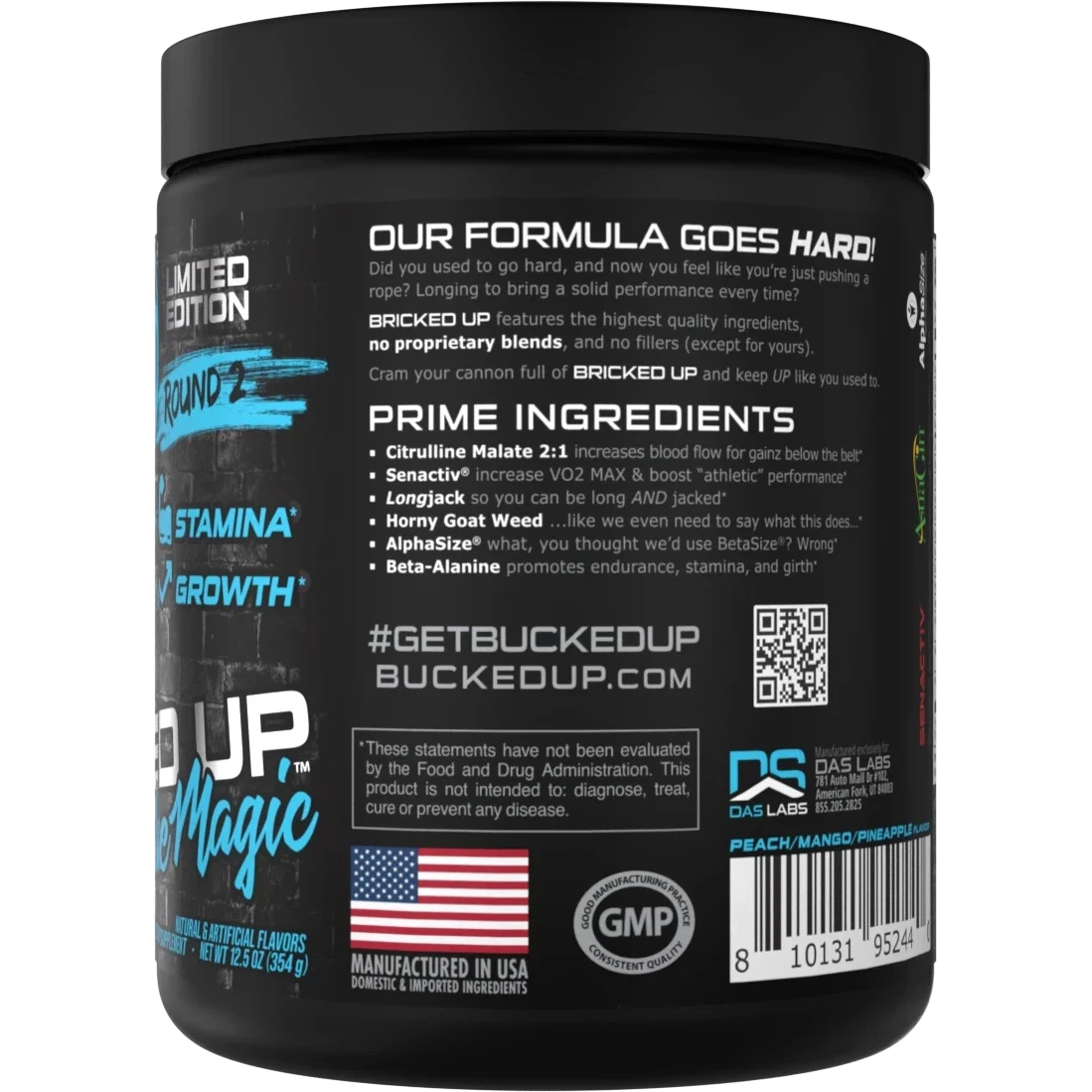 Bucked Up Bricked Up Pre-Workout / Test Booster-30 servings-Blue Magic (Peach / Mango / Pineapple)-N101 Nutrition