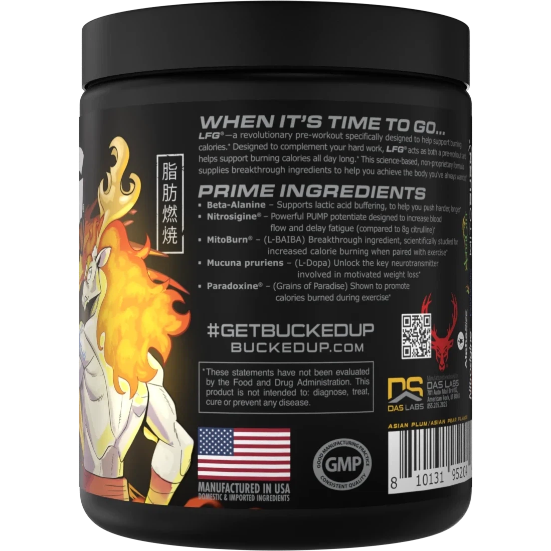 Bucked Up LFG Burn Anime Series-30 servings-Plum / Pear-N101 Nutrition