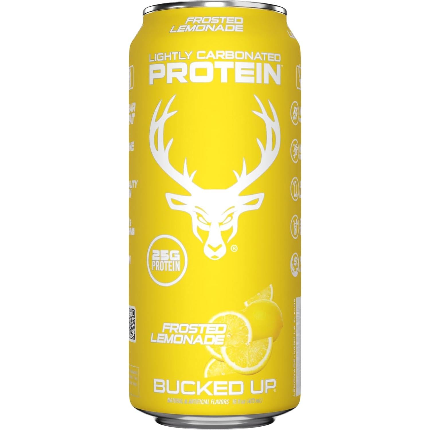 Bucked Up Lightly Carbonated Protein RTD-Single Can (16 fl oz)-Frosted Lemonade-N101 Nutrition