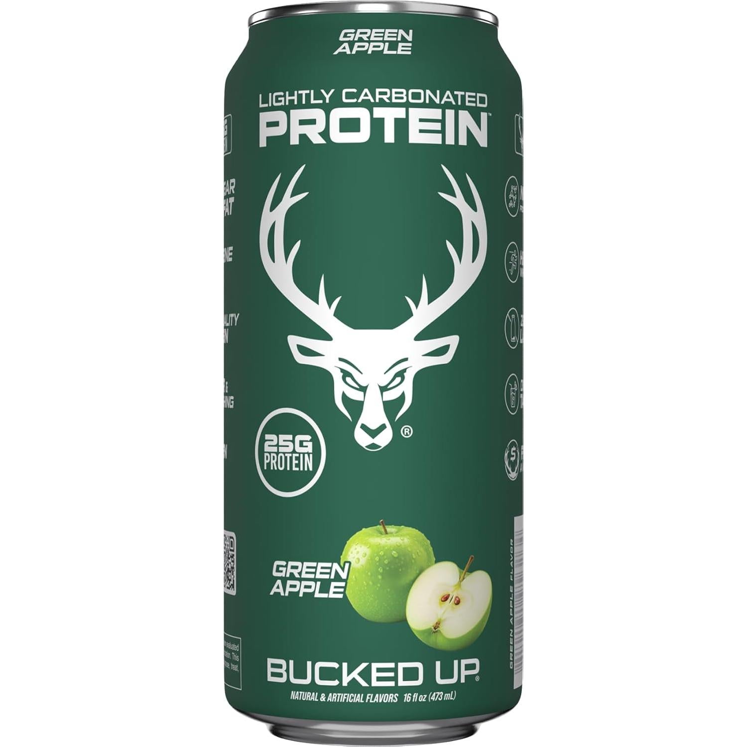 Bucked Up Lightly Carbonated Protein RTD-Single Can (16 fl oz)-Green Apple-N101 Nutrition