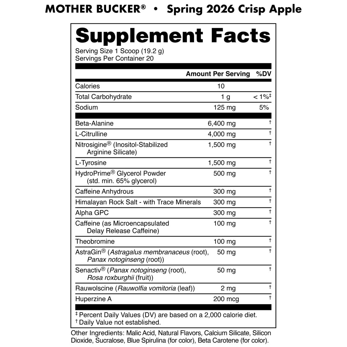 Bucked Up Mother Bucker-N101 Nutrition
