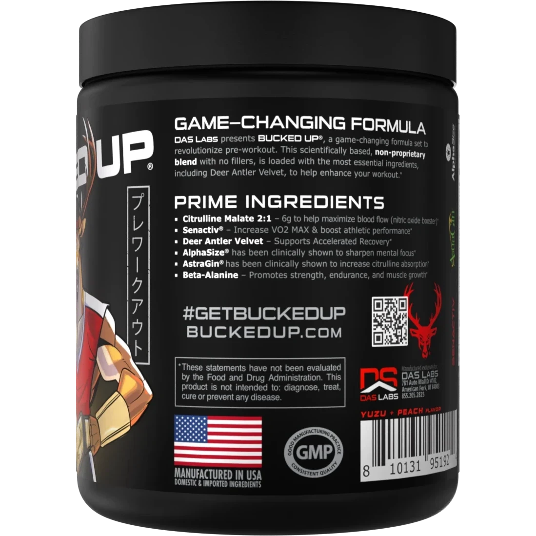 Bucked Up Pre-Workout Anime Series-30 servings-Yuzu / Peach-N101 Nutrition