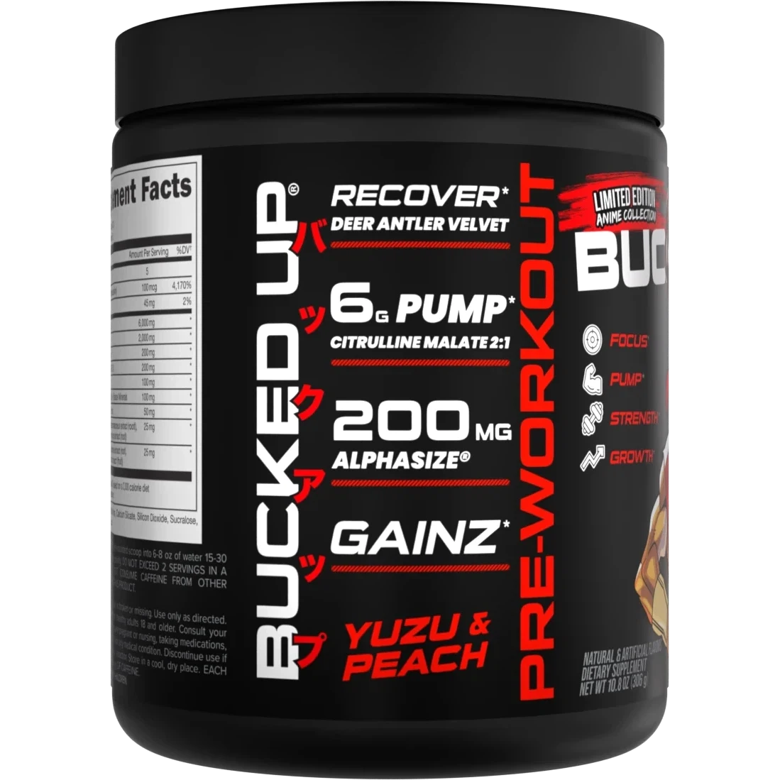 Bucked Up Pre-Workout Anime Series-30 servings-Yuzu / Peach-N101 Nutrition