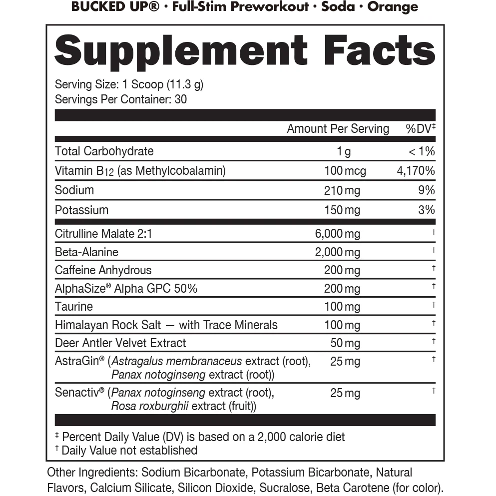 Bucked Up Pre-Workout Soda Line-N101 Nutrition