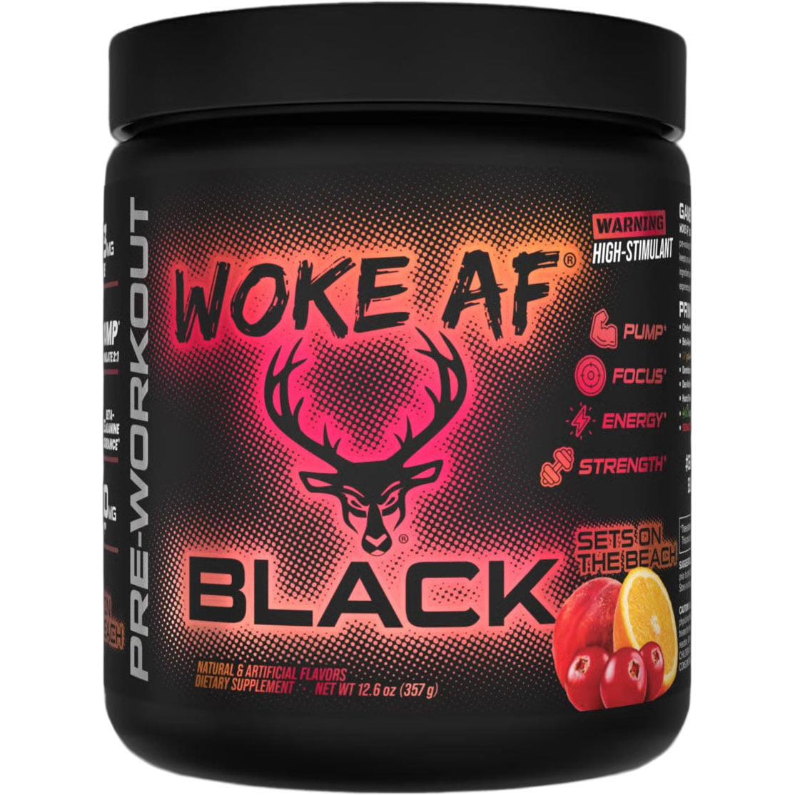 Bucked Up WOKE AF BLACK-30 servings-Sets On The Beach (Orange-Cranberry-Peach)-N101 Nutrition