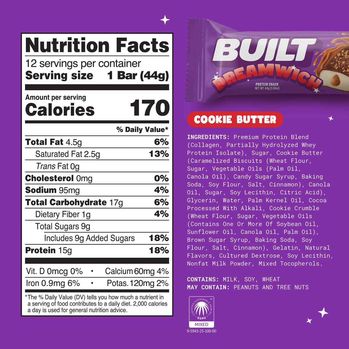 BUILT Dreamwich - Cookie Butter-N101 Nutrition