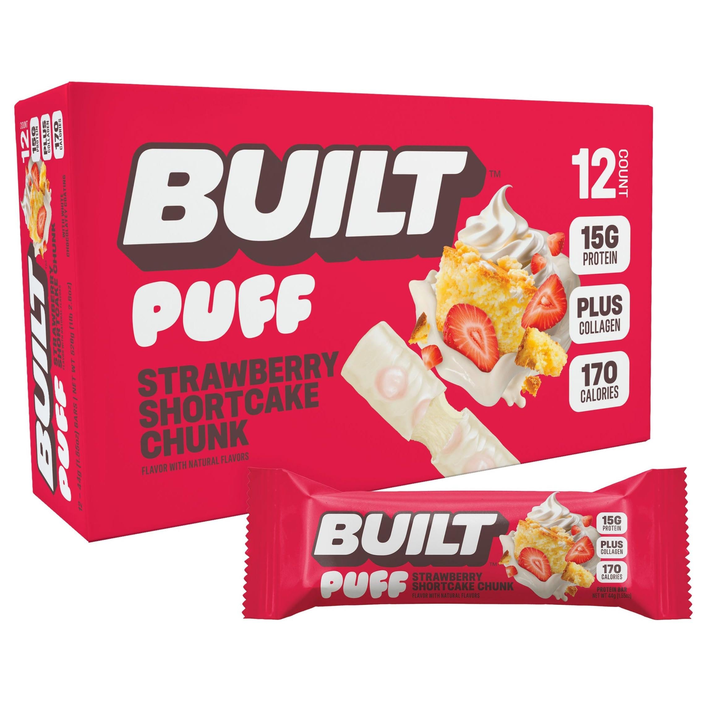 BUILT Puff Bar-Box (12 bars)-Strawberry Shortcake Chunk-N101 Nutrition