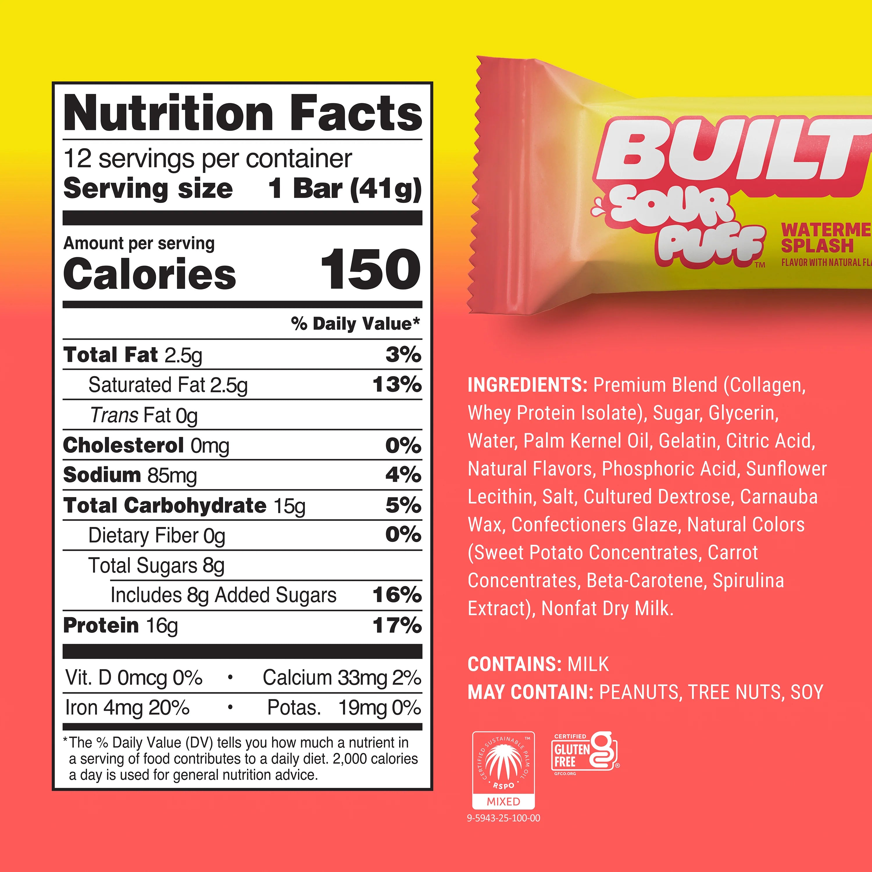 BUILT Sour Puff Bar-N101 Nutrition