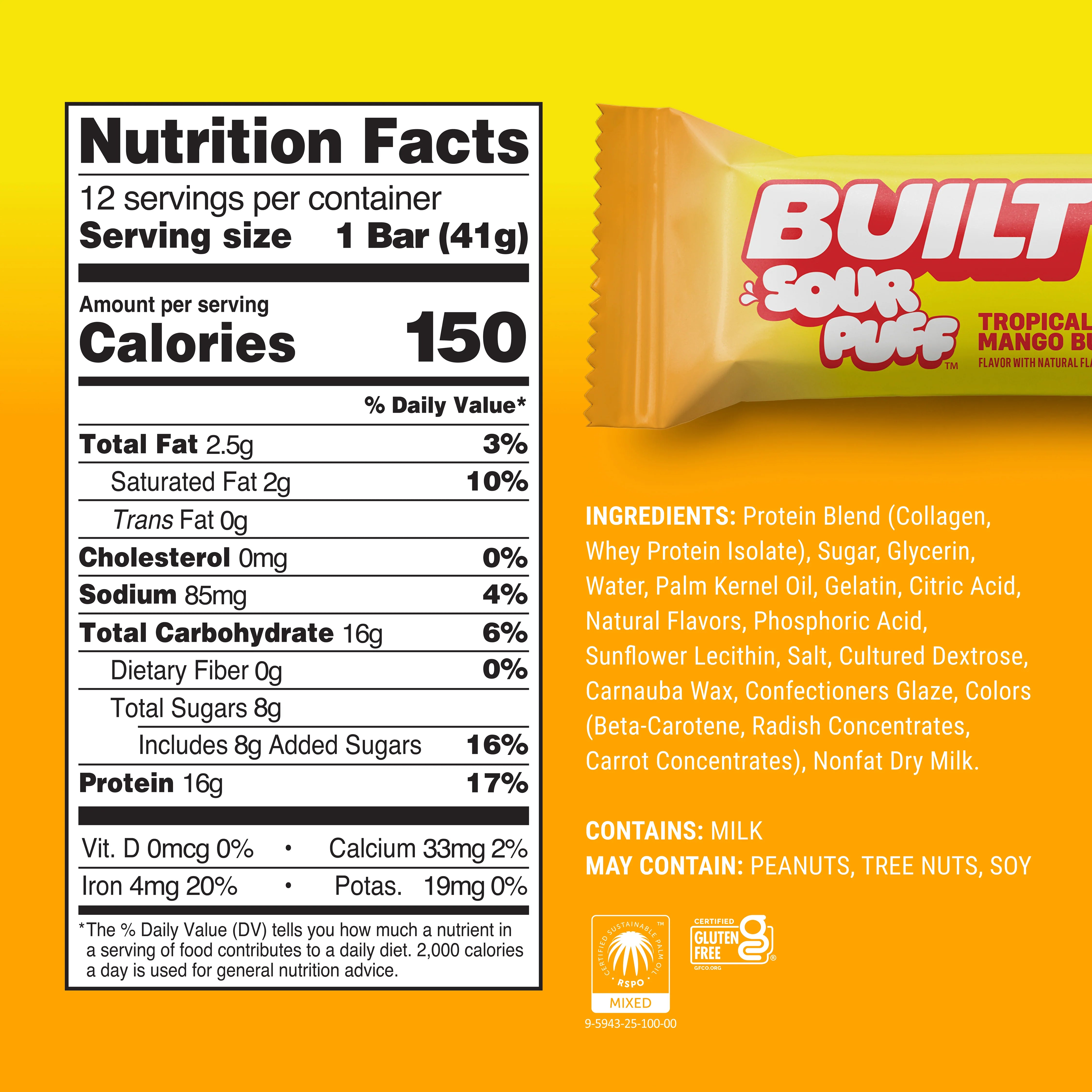 BUILT Sour Puff Bar-N101 Nutrition