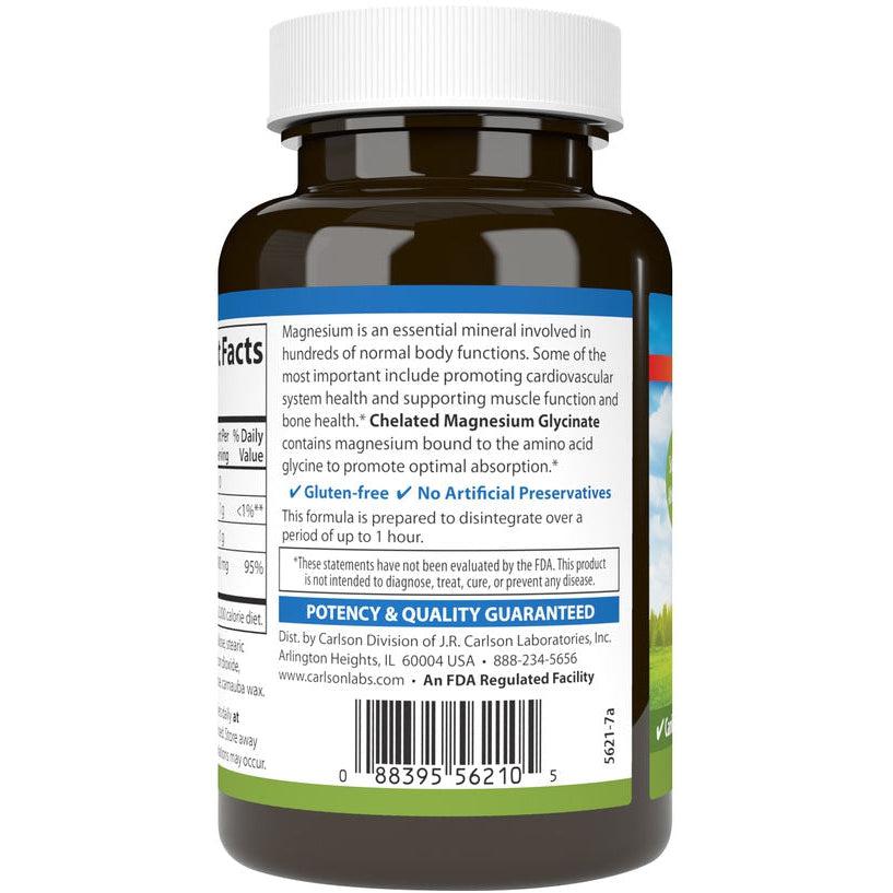 Carlson Chelated Magnesium Glycinate 400 mg-120 tablets-N101 Nutrition