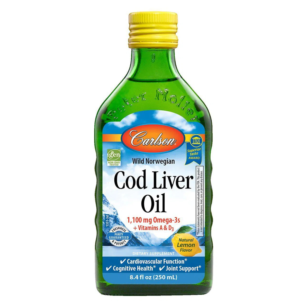 Carlson Cod Liver Oil Liquid-8.4 fl oz (250 mL)-Lemon-N101 Nutrition