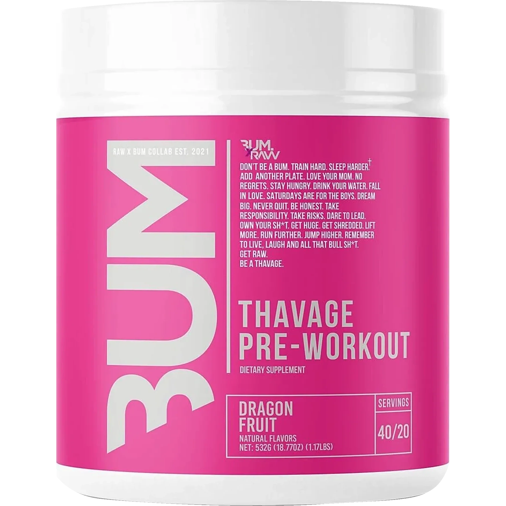 CBUM Thavage Pre-Workout-40 servings-Dragonfruit-N101 Nutrition