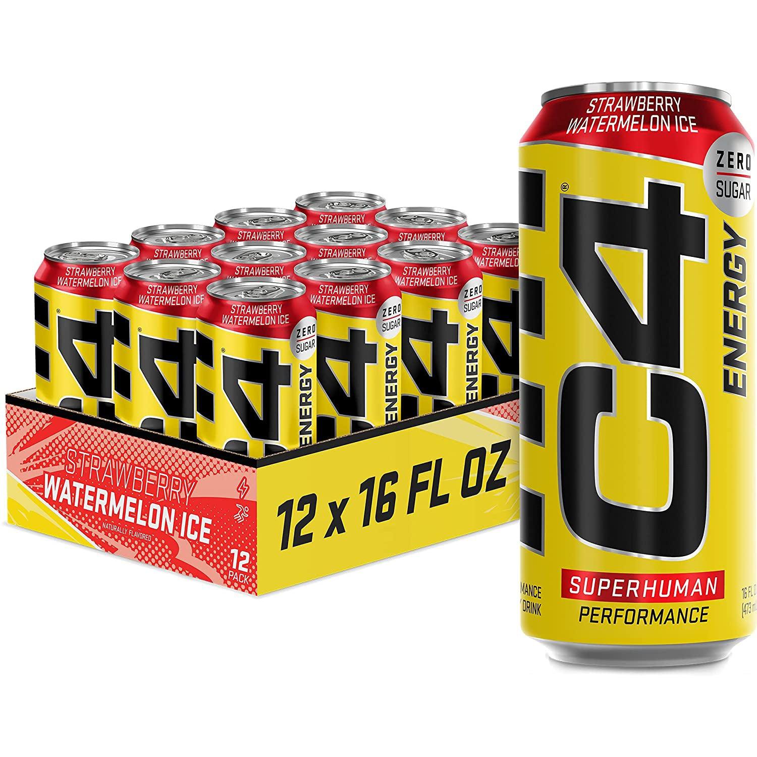 Cellucor C4 Energy Carbonated Drink-Case (12 cans)-Strawberry Watermelon Ice-N101 Nutrition