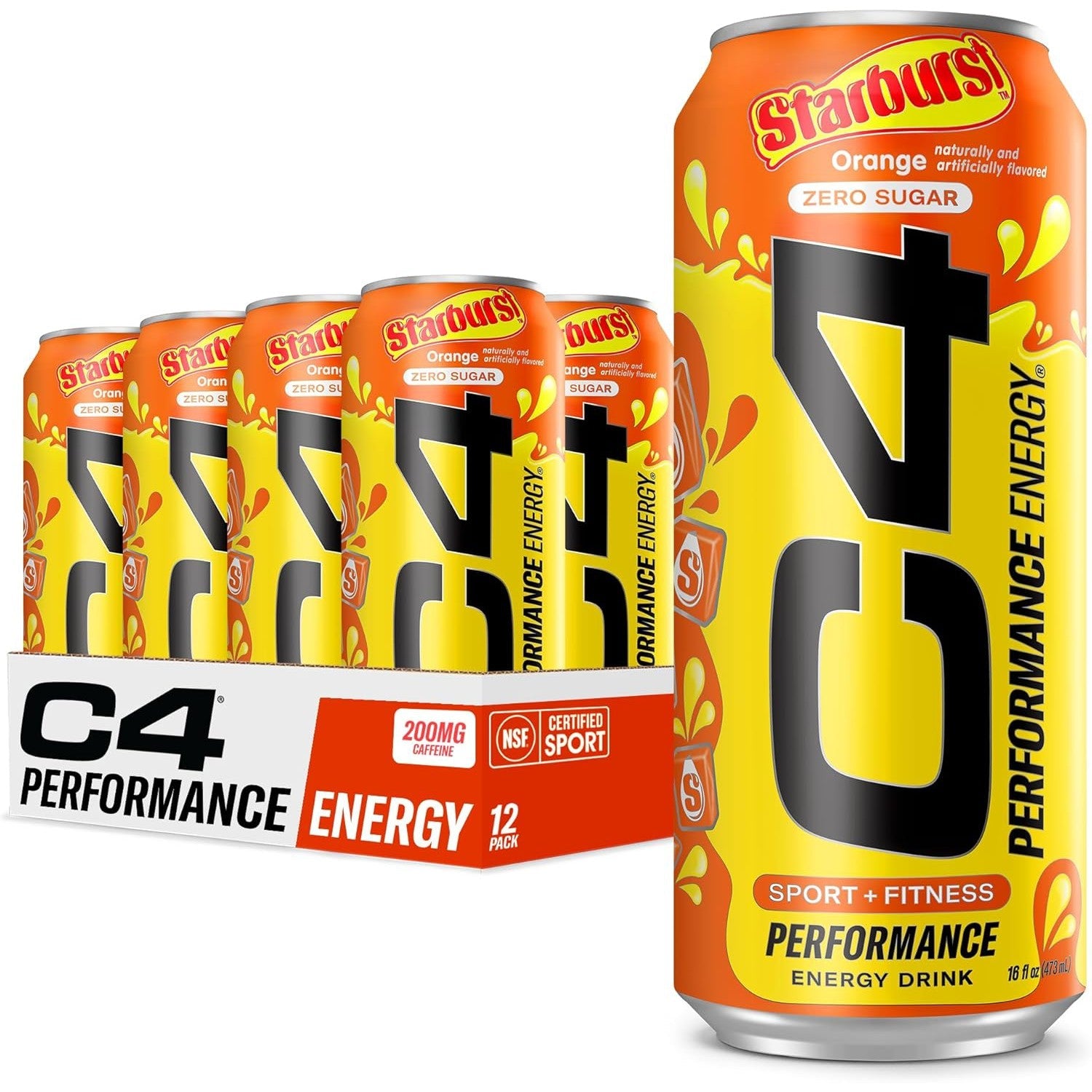 Cellucor C4 Performance Energy Drink (Carbonated)-Case (12 cans)-Starburst® Orange-N101 Nutrition