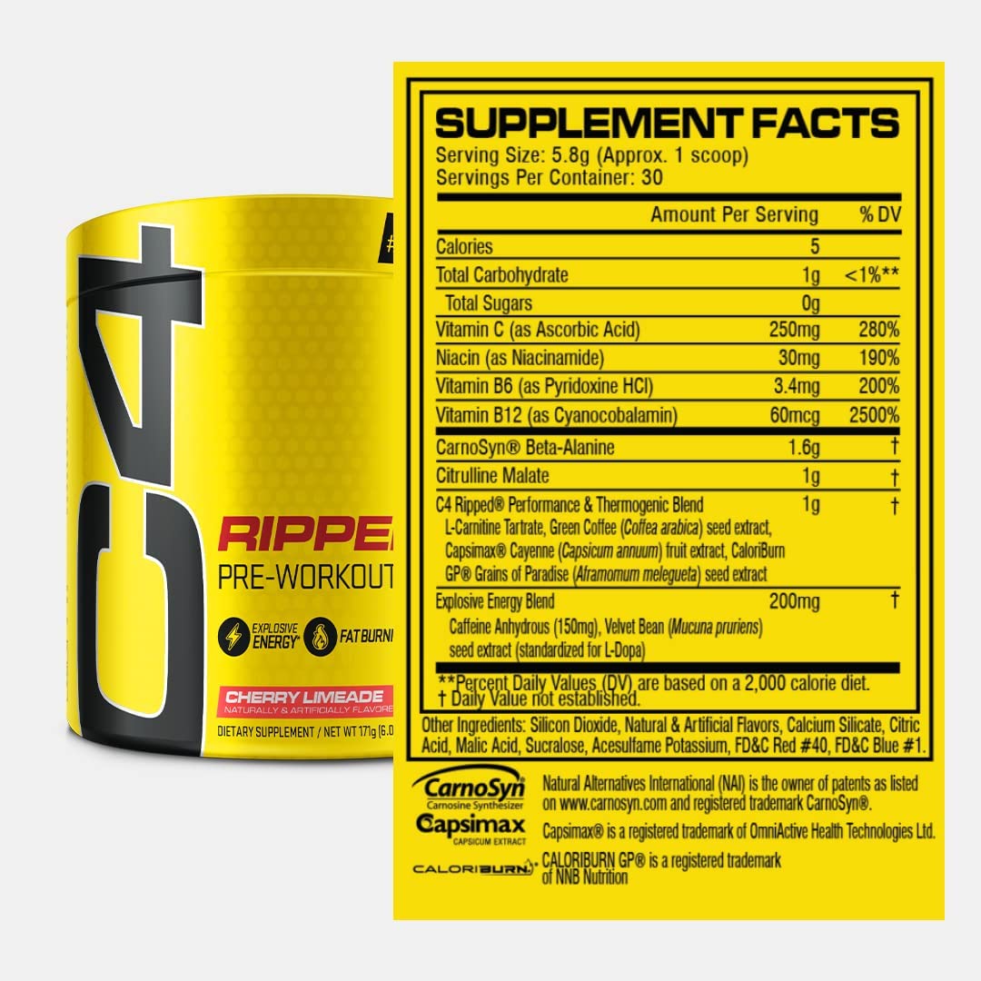 Cellucor C4 Ripped Pre-Workout-30 servings-Cherry Limeade-N101 Nutrition