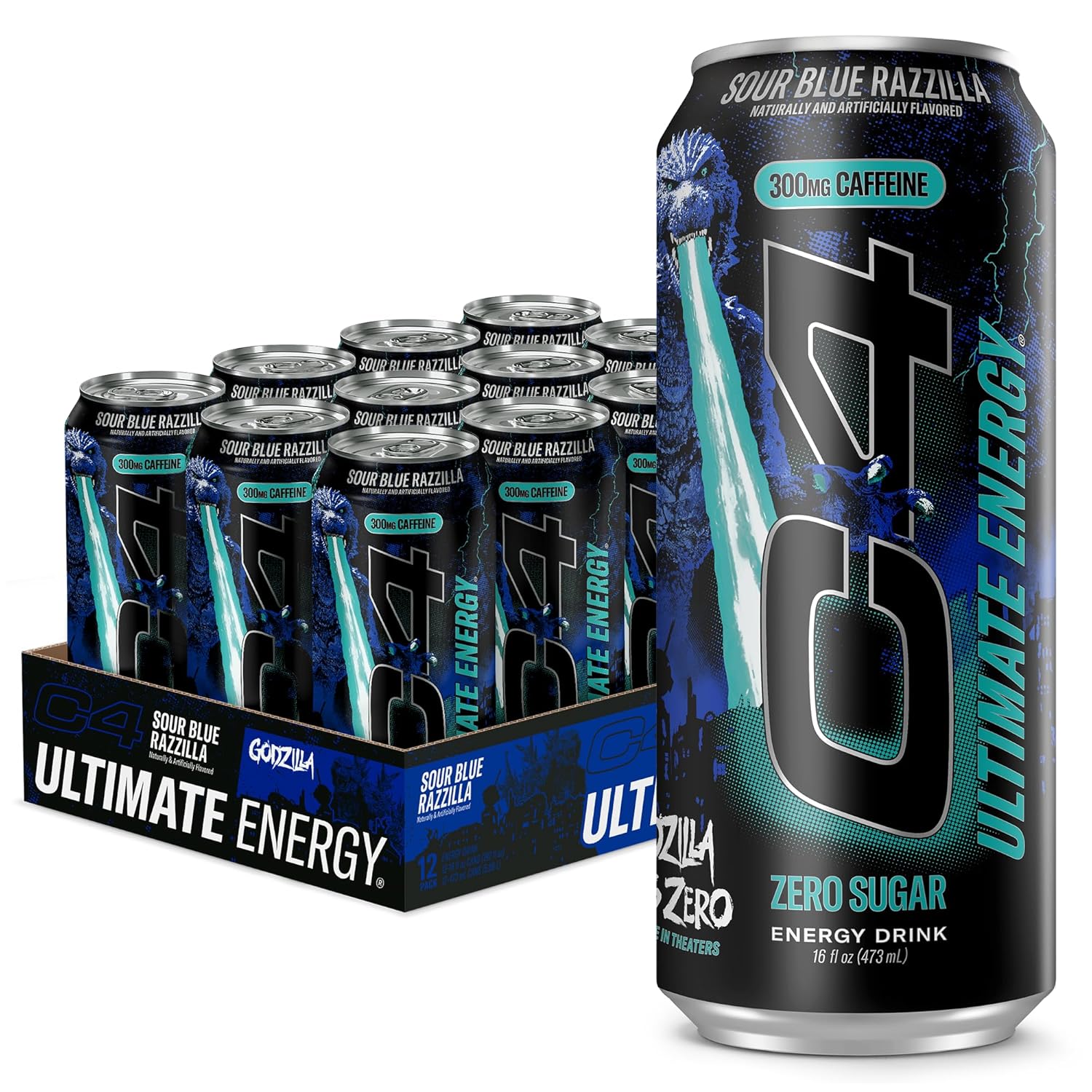 Cellucor C4 Ultimate Energy Drink (Carbonated)-Case (12 cans)-Sour Blue Razilla-N101 Nutrition