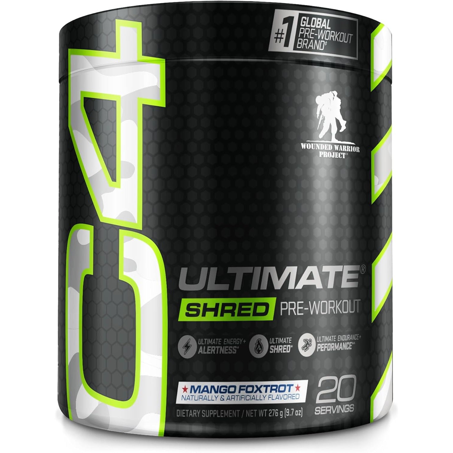 Cellucor C4 Ultimate Shred Pre-Workout-20 servings-Wounded Warrior Mango Foxtrot-N101 Nutrition