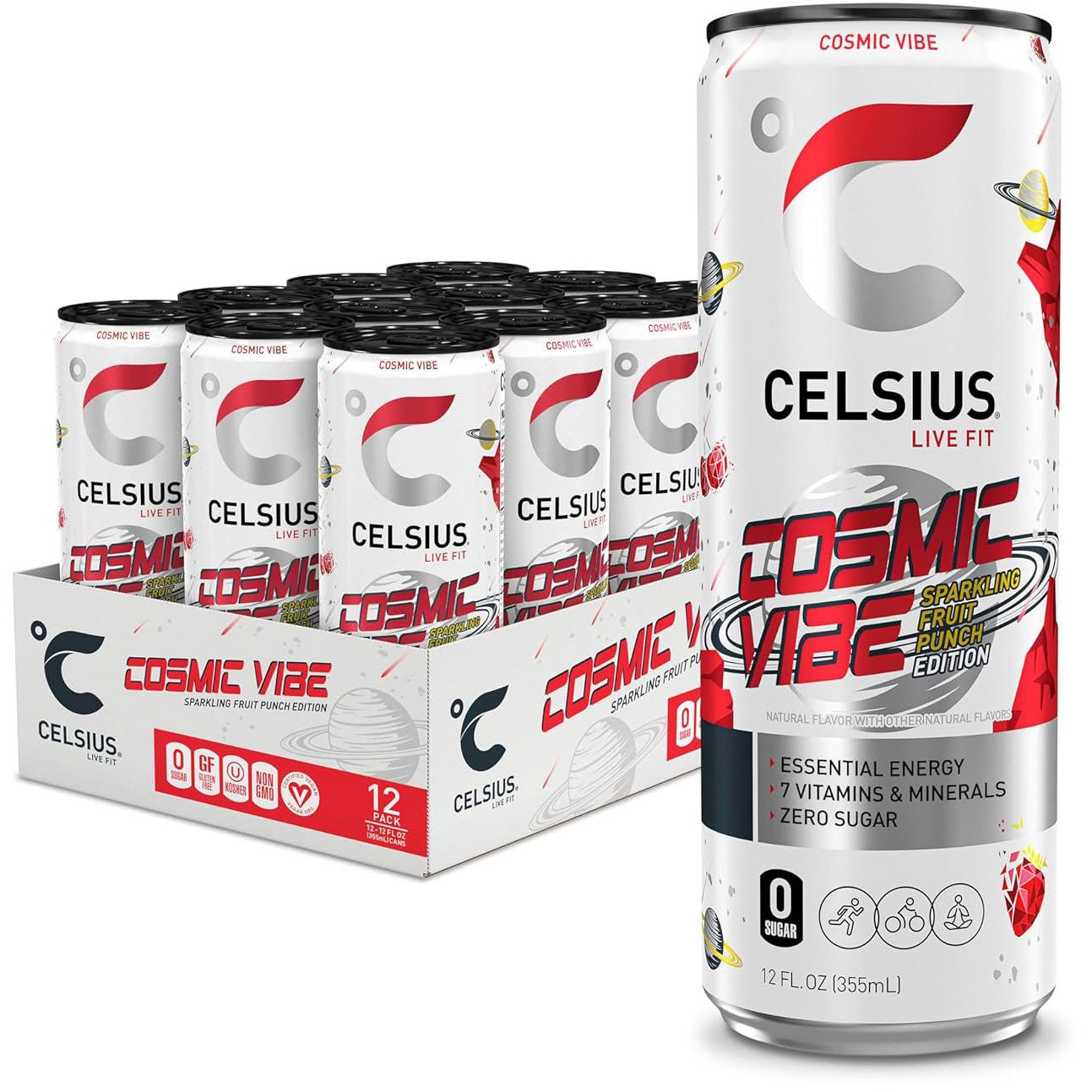 Celsius Energy Drink-Case (12 cans)-COSMIC VIBE Sparkling Fruit Punch-N101 Nutrition