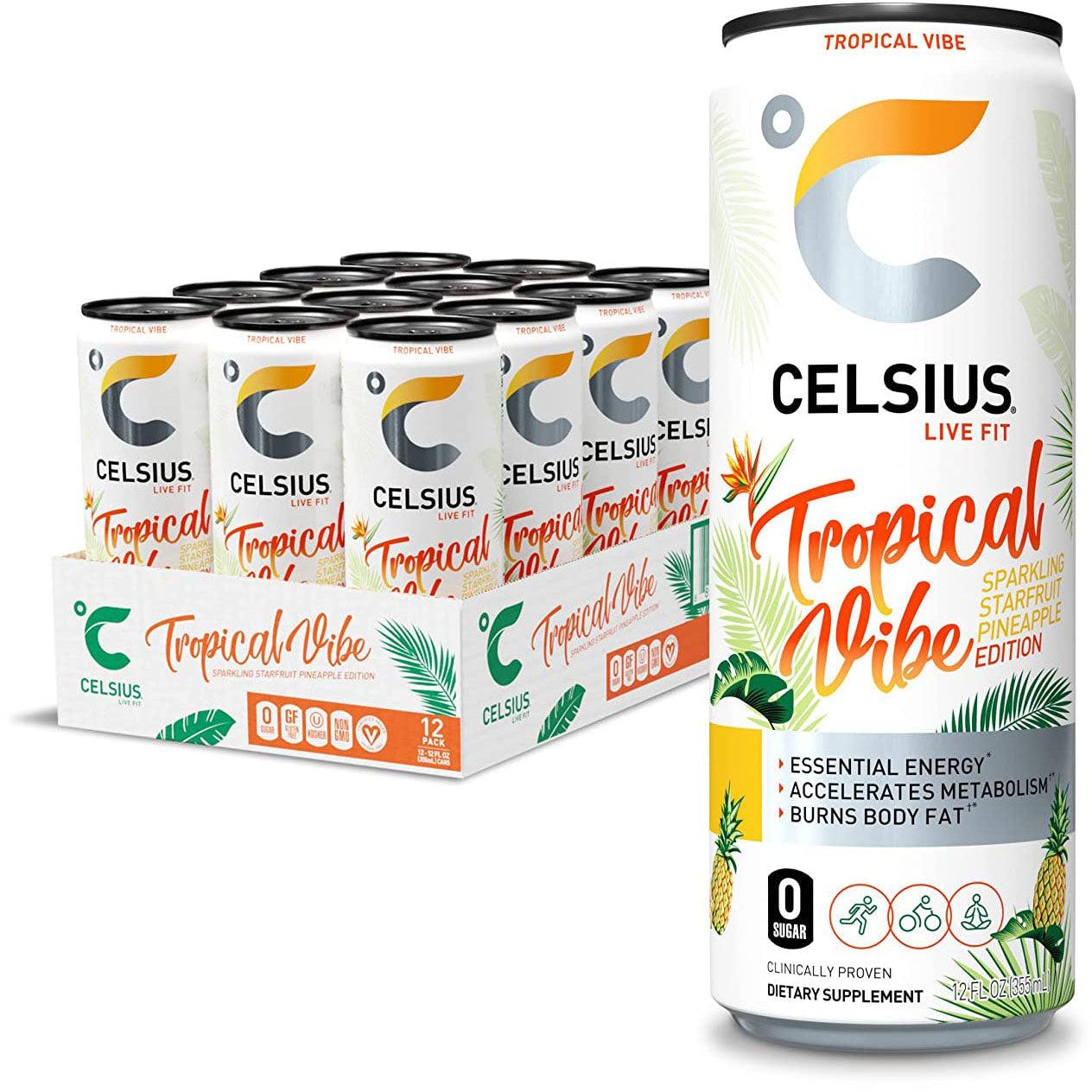 Celsius Energy Drink-Case (12 cans)-Sparkling Tropical Vibe-N101 Nutrition