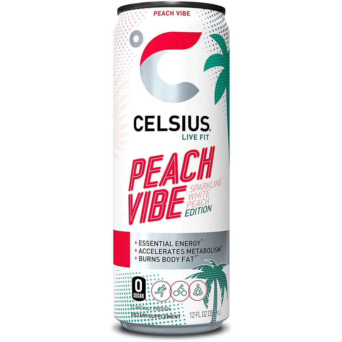Celsius Energy Drink-Single (12 fl oz / 355 mL)-PEACH VIBE Sparkling White Peach-N101 Nutrition