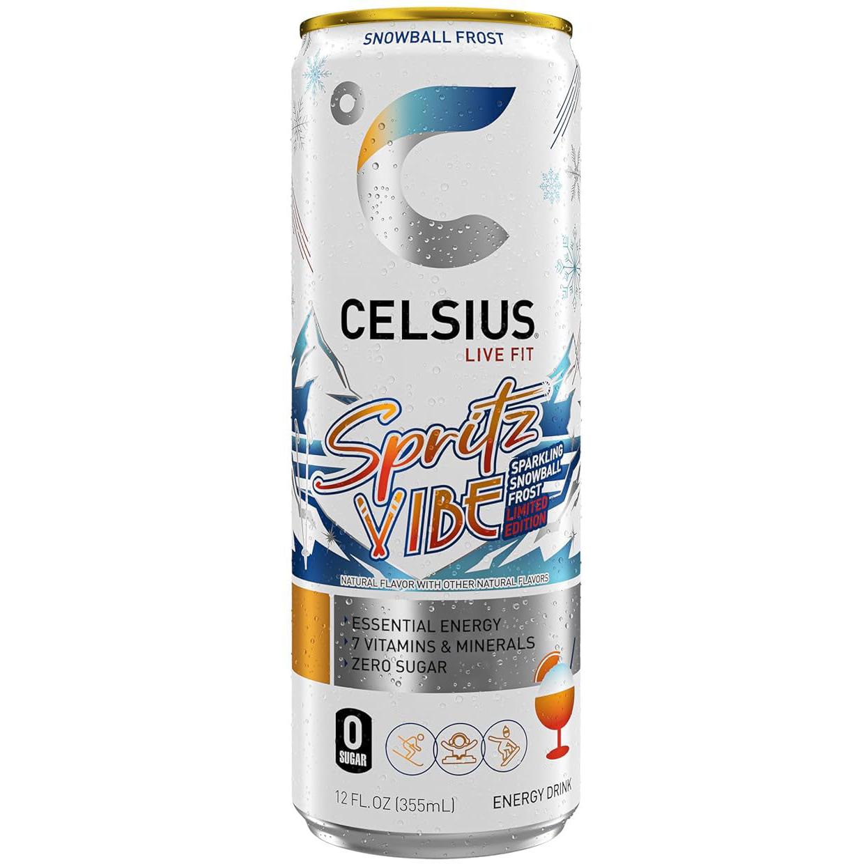 Celsius Energy Drink-Single (12 fl oz / 355 mL)-SPRITZ VIBE Sparkling Snowball Frost-N101 Nutrition