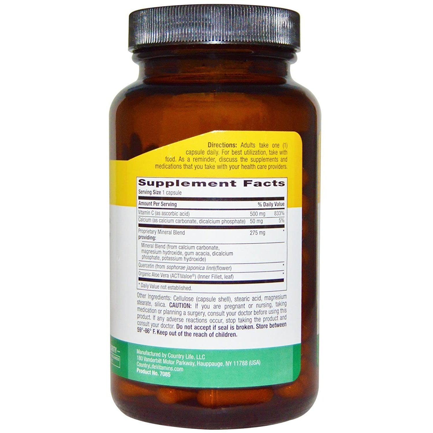 Country Life Buffer-C pH Controlled Vitamin C 500 mg-120 vegetarian capsules-N101 Nutrition