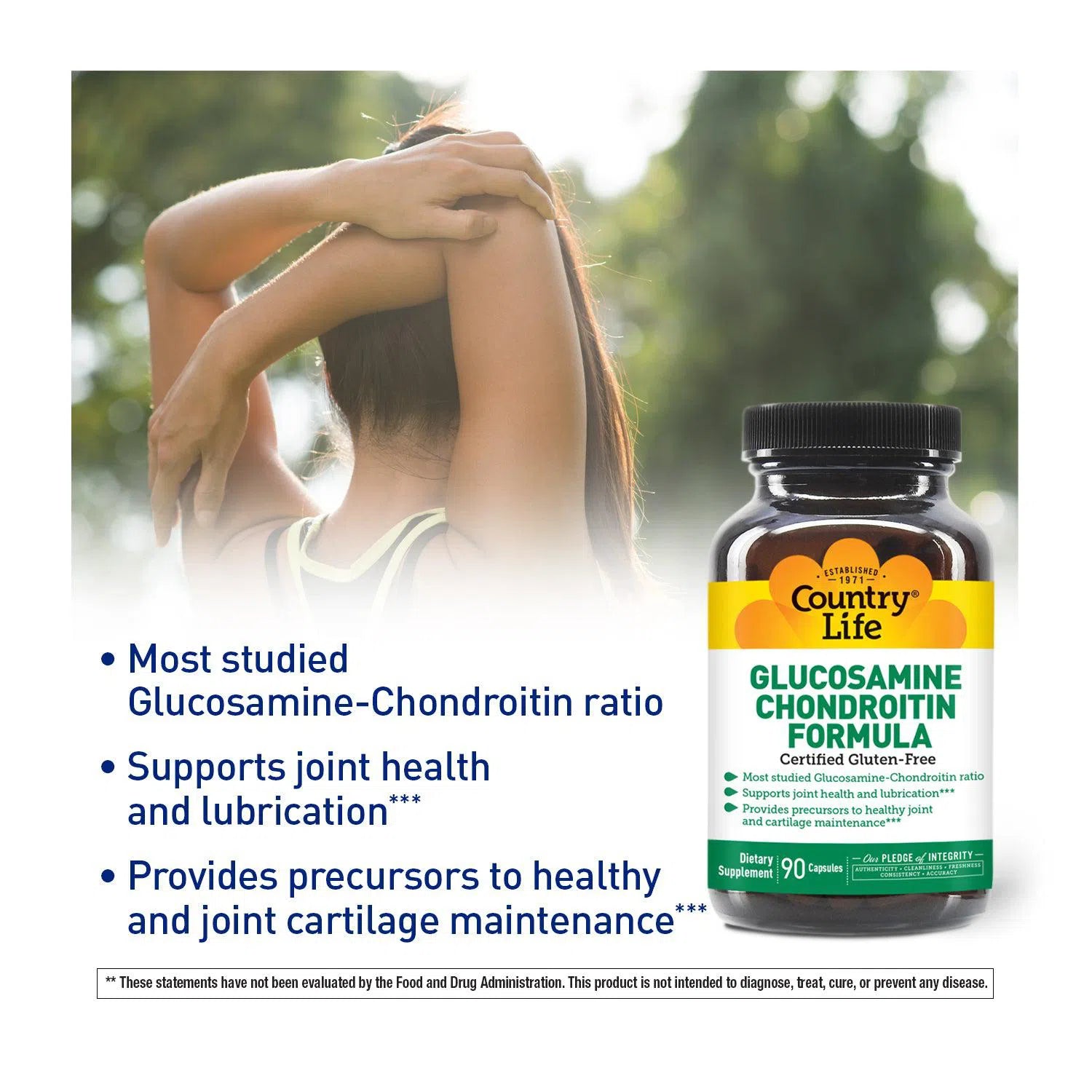 Country Life Glucosamine Chondroitin Formula-90 capsules-N101 Nutrition