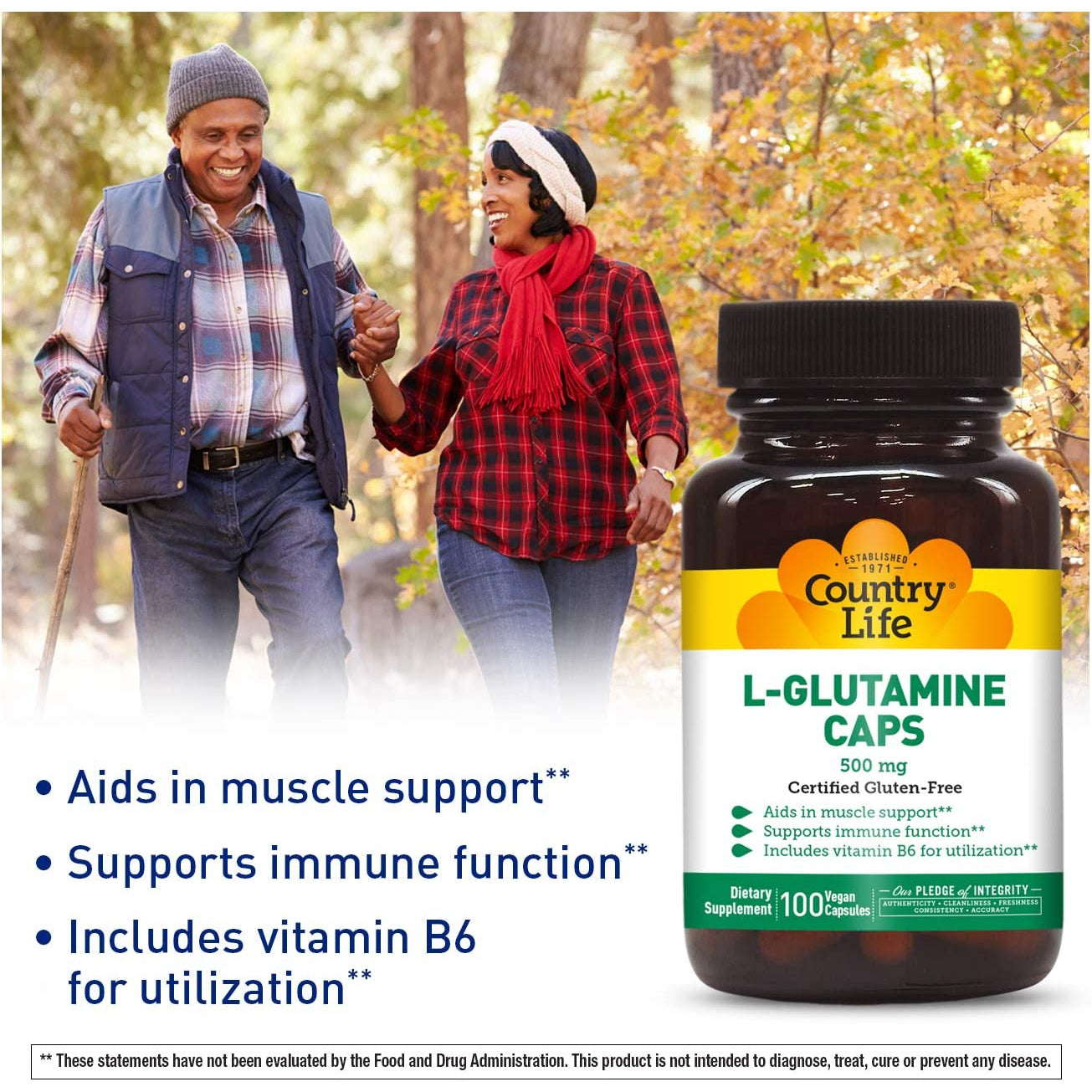 Country Life L-Glutamine Caps 500 mg-N101 Nutrition