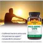 Country Life Max-Amino Caps-180 vegetarian capsules-N101 Nutrition