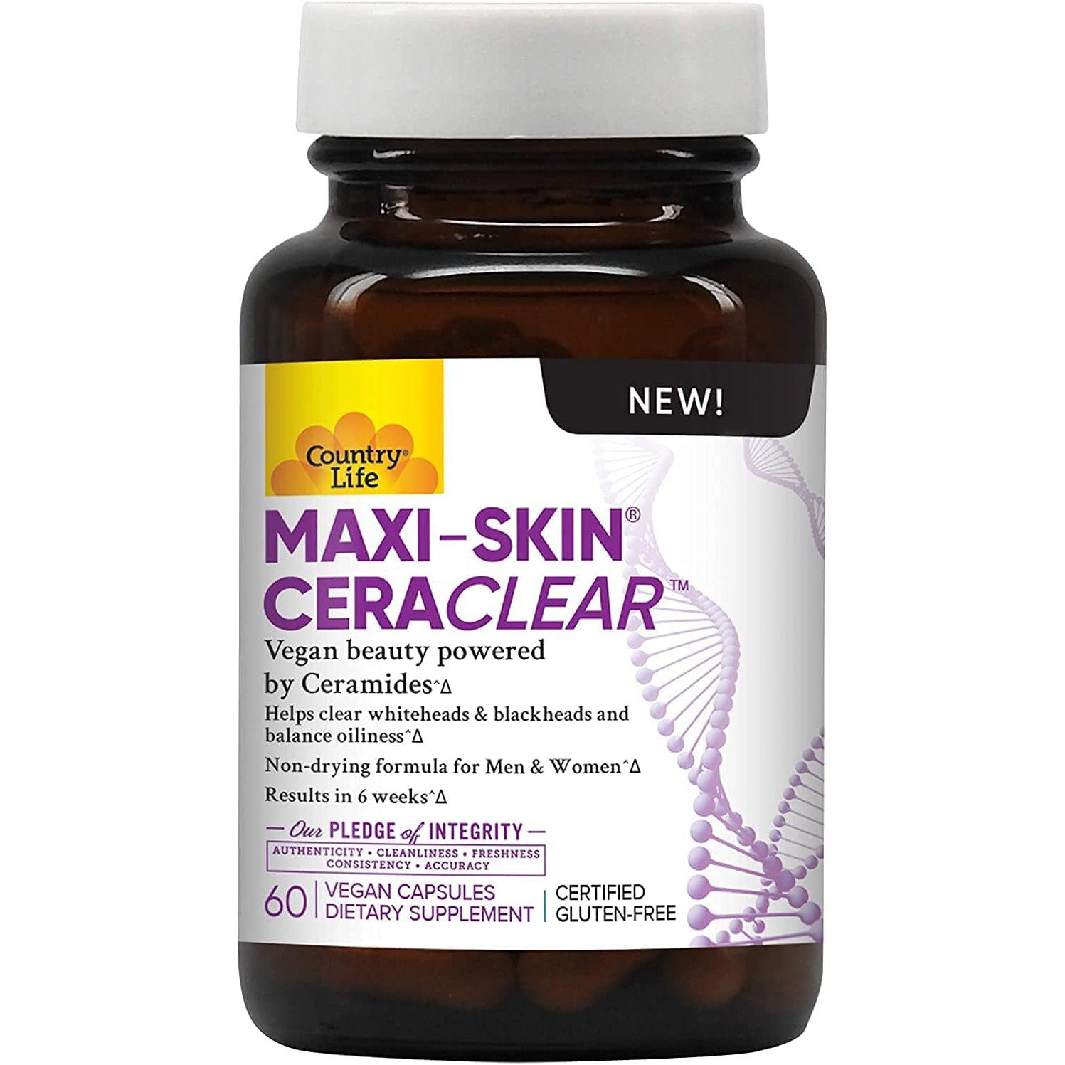 Country Life Maxi-Skin CeraClear-60 vegan capsules-N101 Nutrition