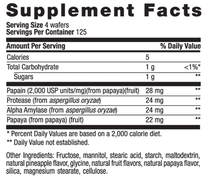 Country Life Papaya Digestive Support-500 chewable wafers-N101 Nutrition