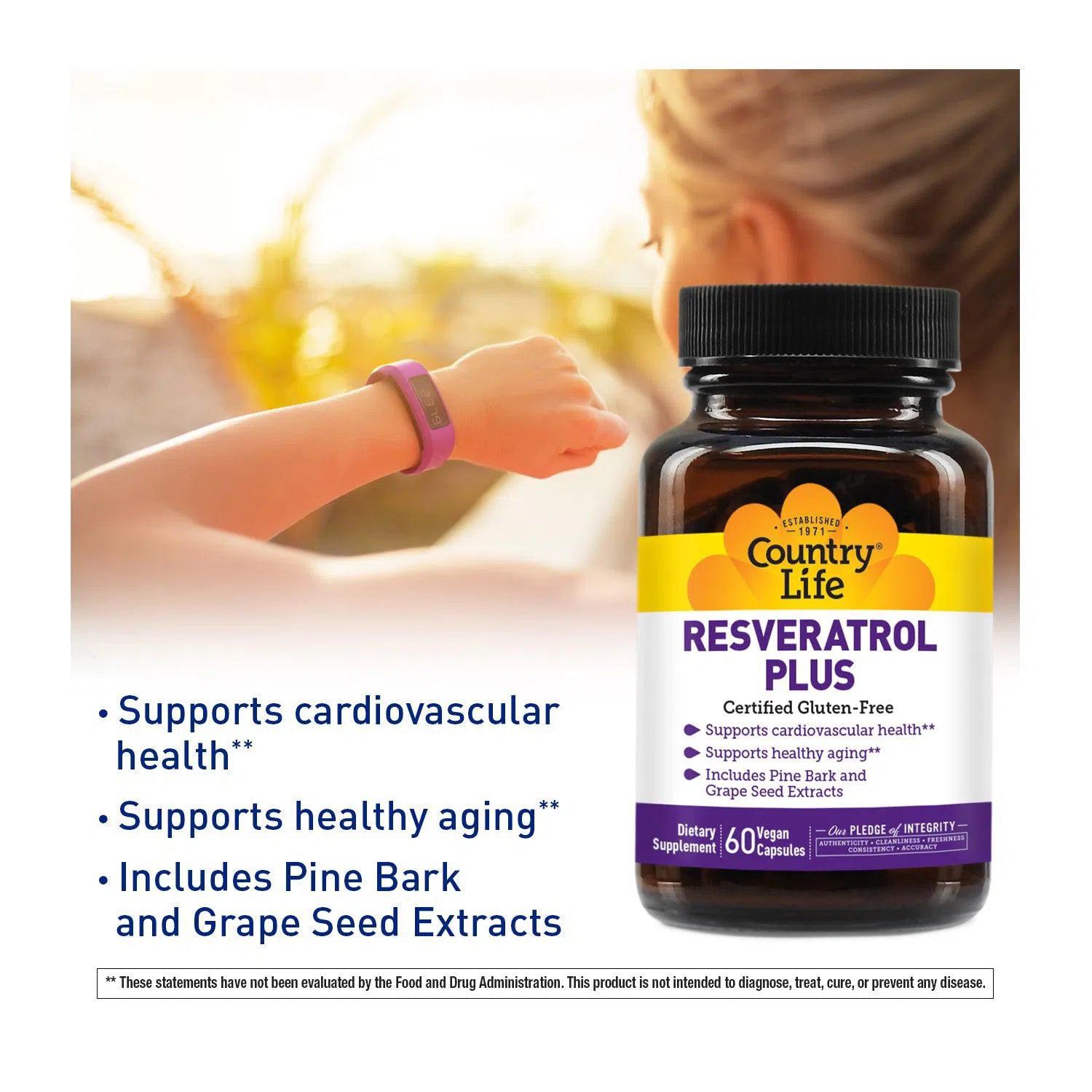 Country Life Resveratrol Plus-60 vegan capsules-N101 Nutrition