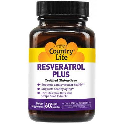 Country Life Resveratrol Plus-60 vegan capsules-N101 Nutrition