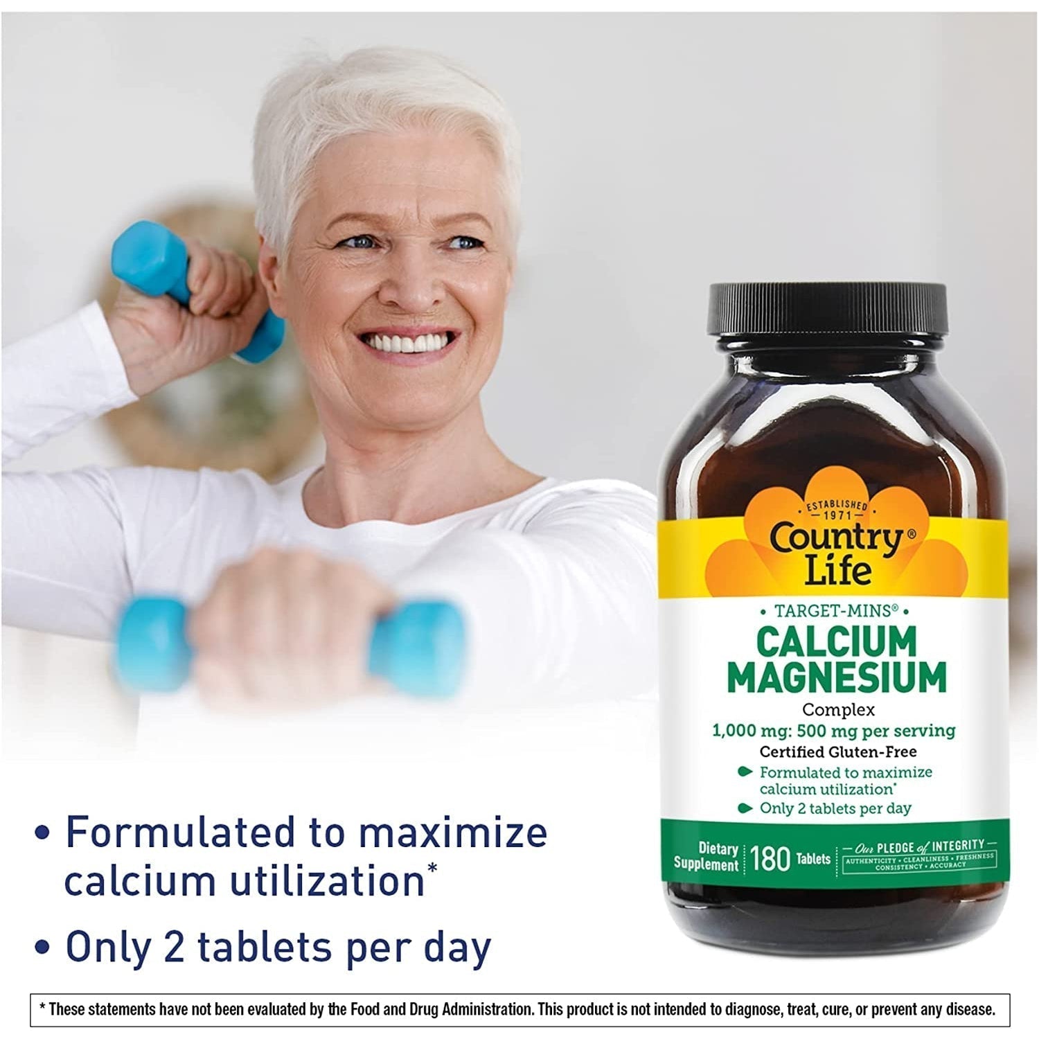 Country Life Target-Mins Calcium Magnesium Complex-180 tablets-N101 Nutrition