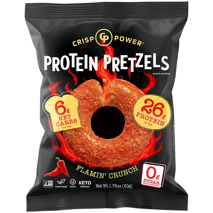 Crisp Power Protein Pretzels-Single Bag (50 g)-Flamin' Crunch-N101 Nutrition