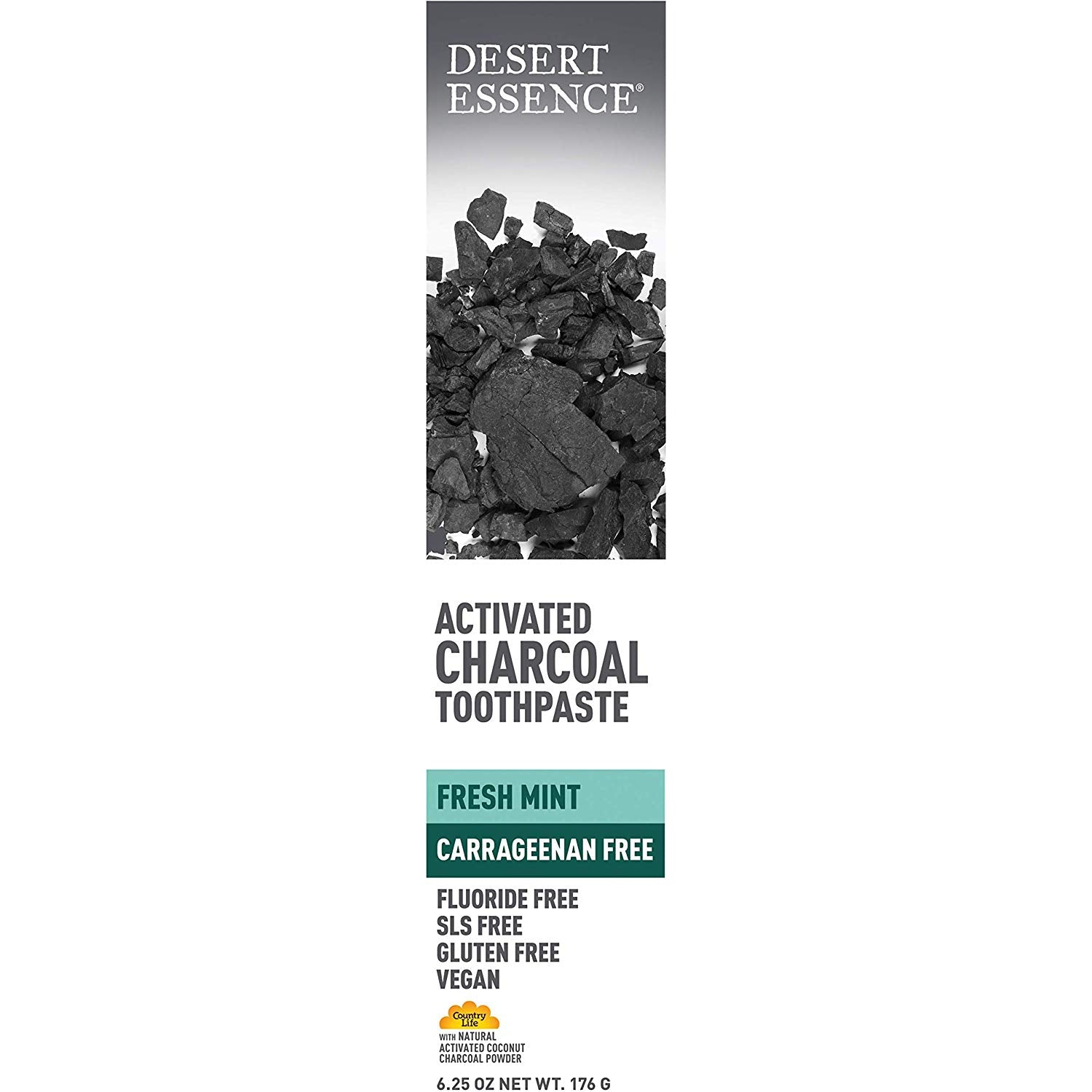 Desert Essence Activated Charcoal Toothpaste-6.25 oz (176 g)-N101 Nutrition