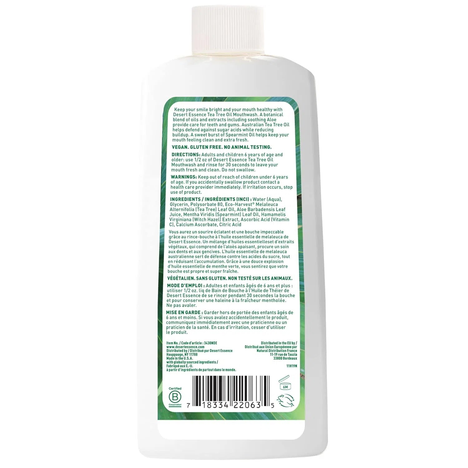 Desert Essence Spearmint Mouthwash with Organic Tea Tree Oil-16 fl oz (480 mL)-N101 Nutrition