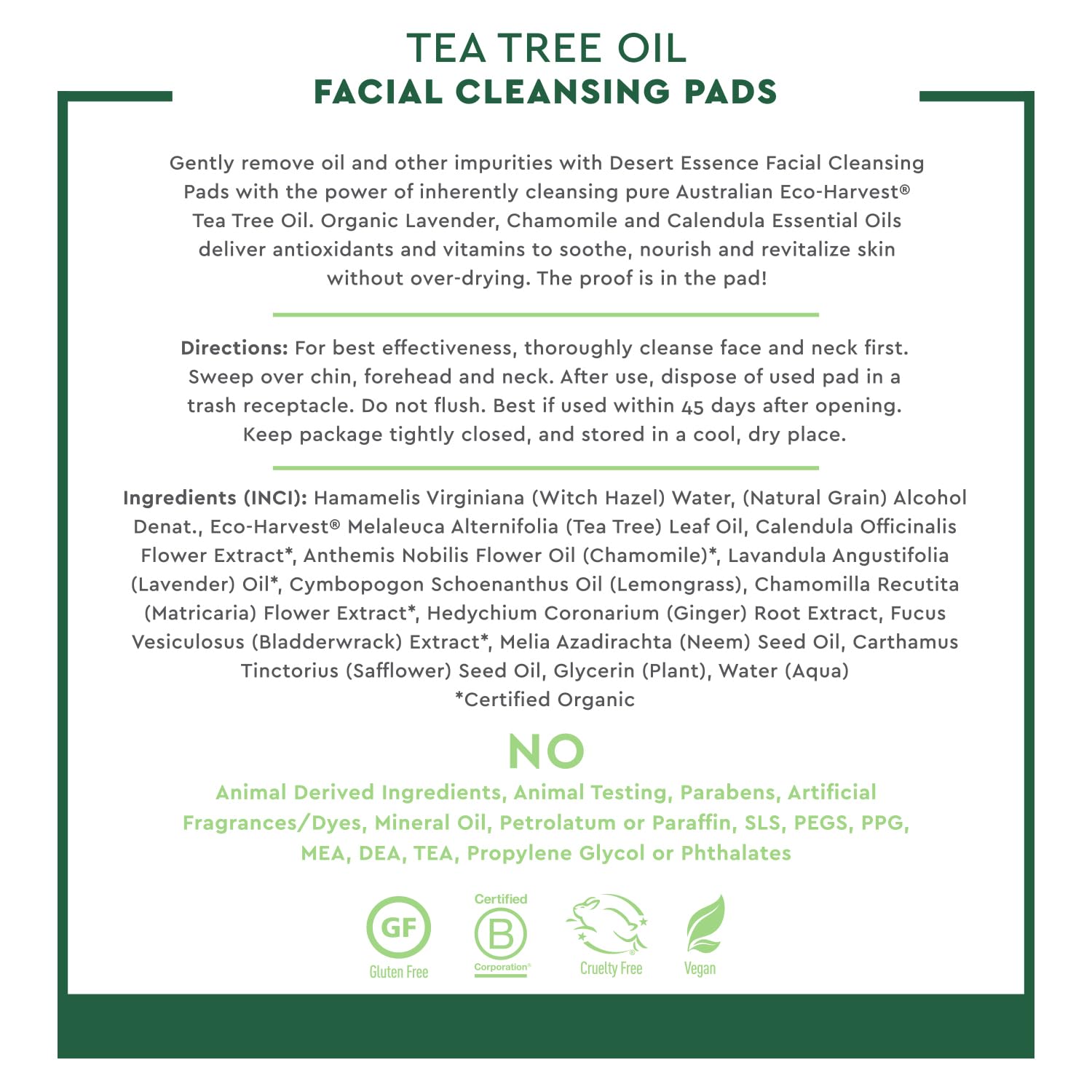 Desert Essence Tea Tree Oil Facial Cleansing Pads-N101 Nutrition