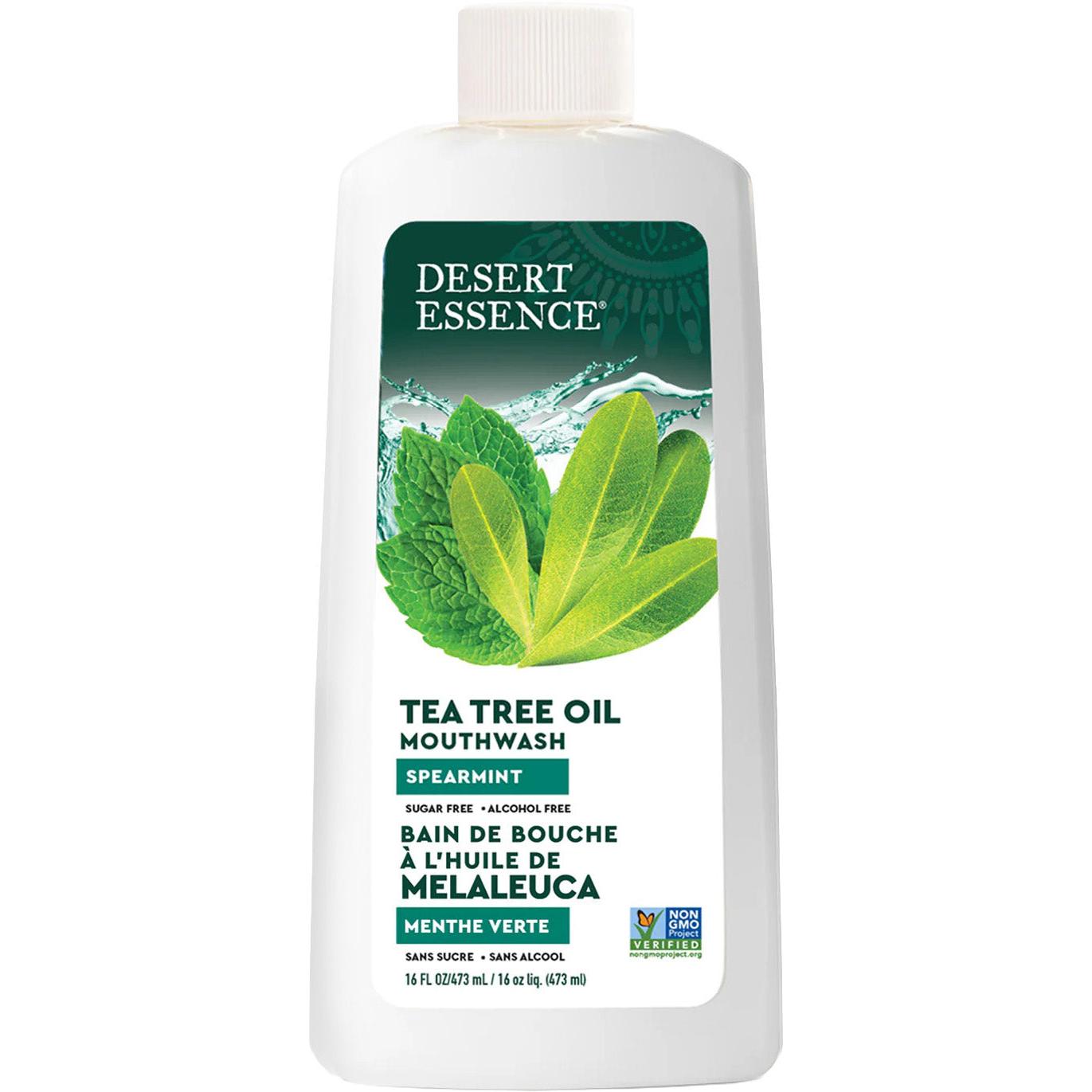 Desert Essence Tea Tree Oil Mouthwash with Spearmint-16 fl oz (473 mL)-N101 Nutrition