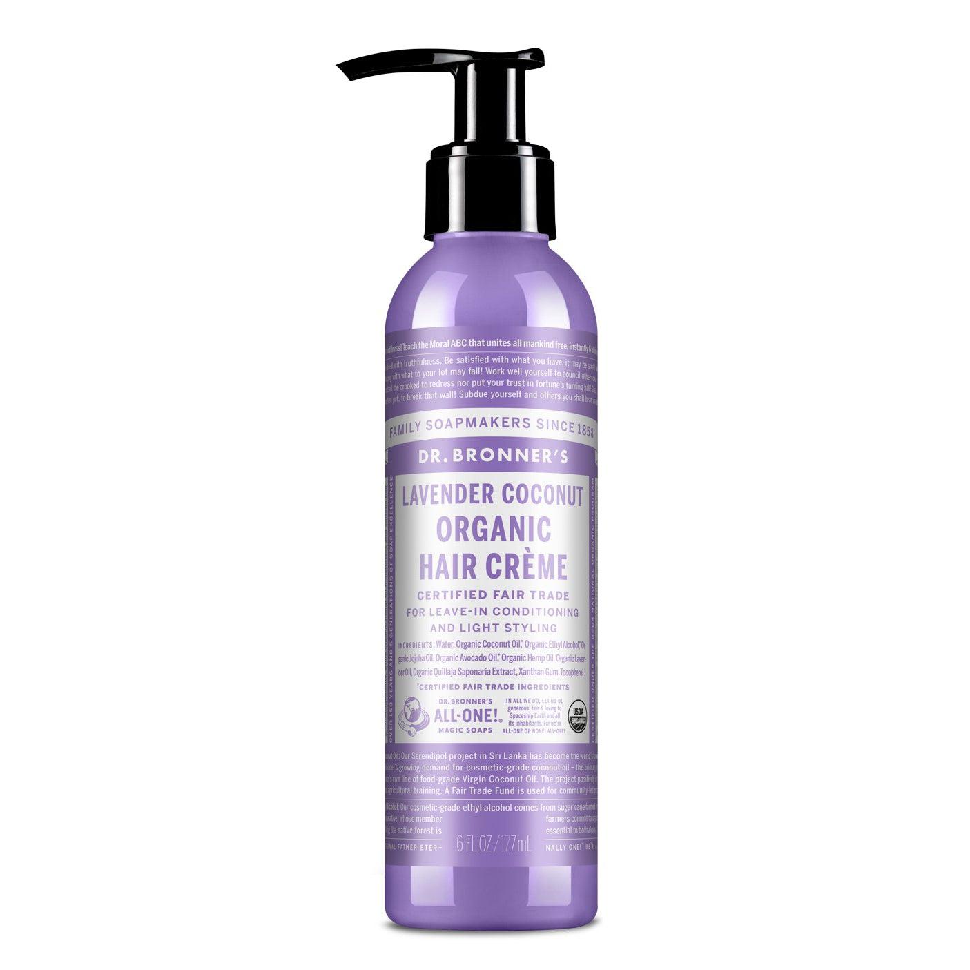 Dr. Bronner's Organic Hair Créme-Lavender Coconut-6 fl oz (177 mL)-N101 Nutrition