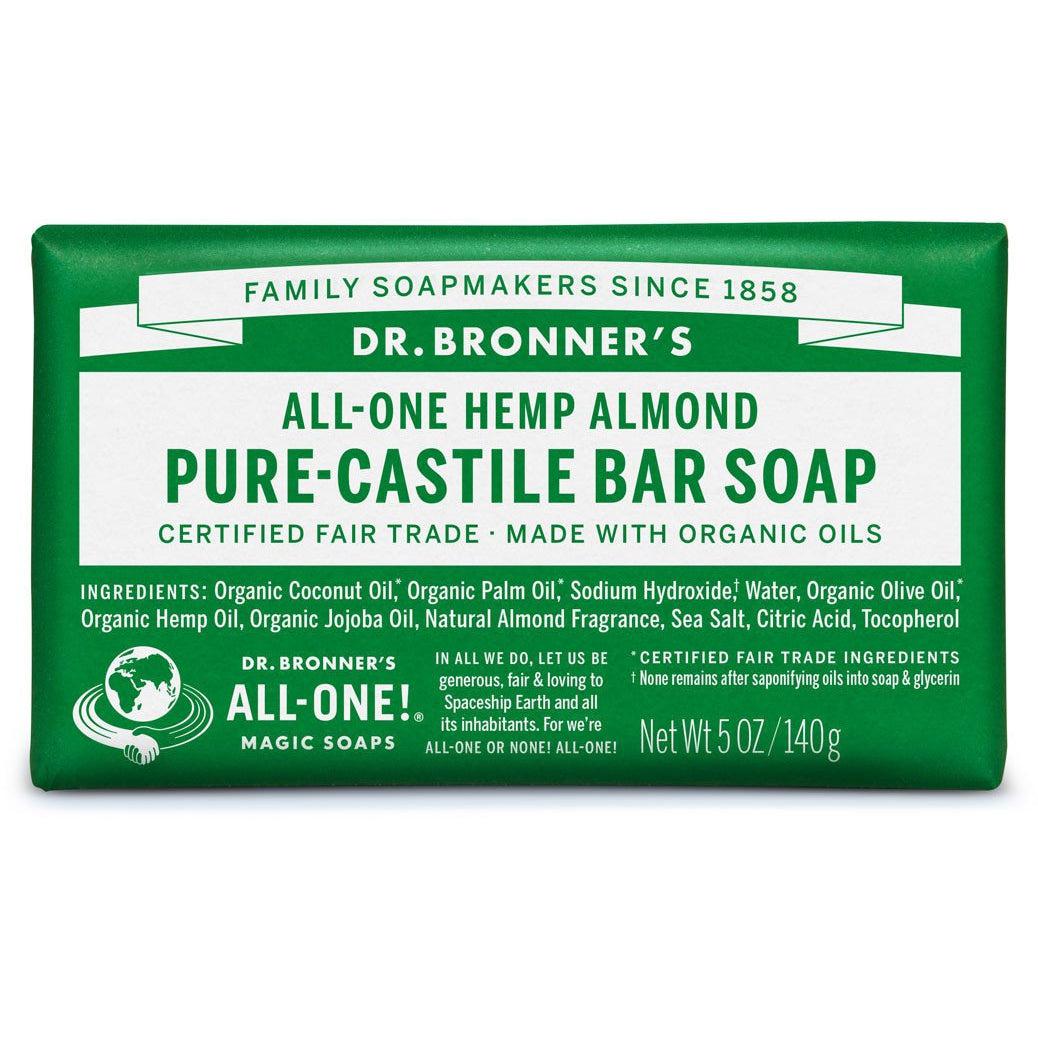 Dr. Bronner's Pure-Castile Bar Soap-5 oz (140 g)-Almond-N101 Nutrition