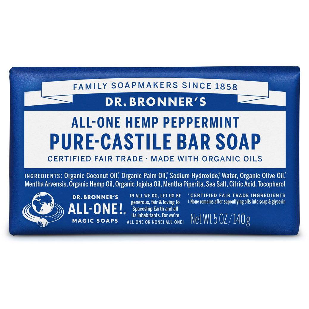 Dr. Bronner's Pure-Castile Bar Soap-5 oz (140 g)-Peppermint-N101 Nutrition