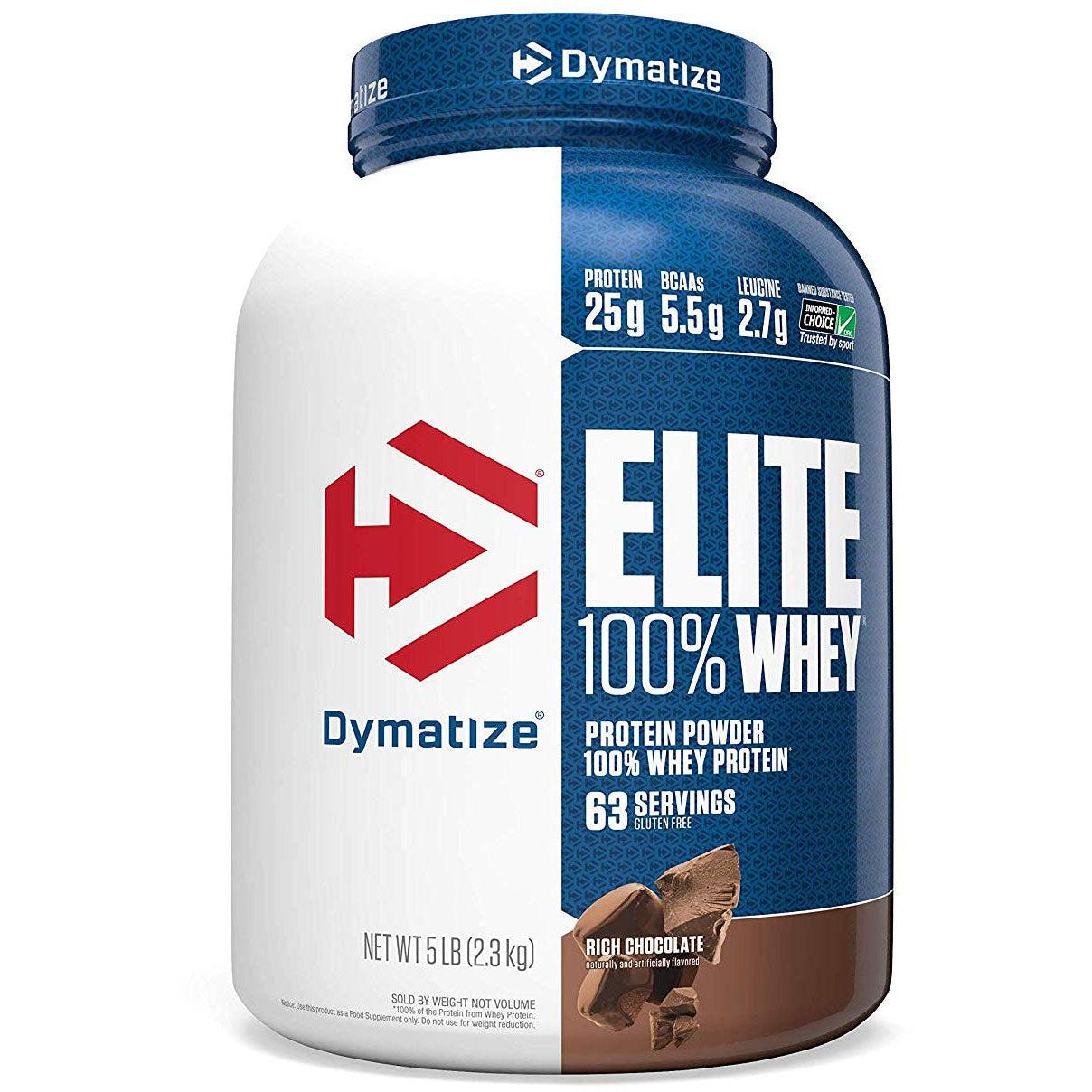 Dymatize Elite 100% Whey Protein-5 lbs-Rich Chocolate-N101 Nutrition