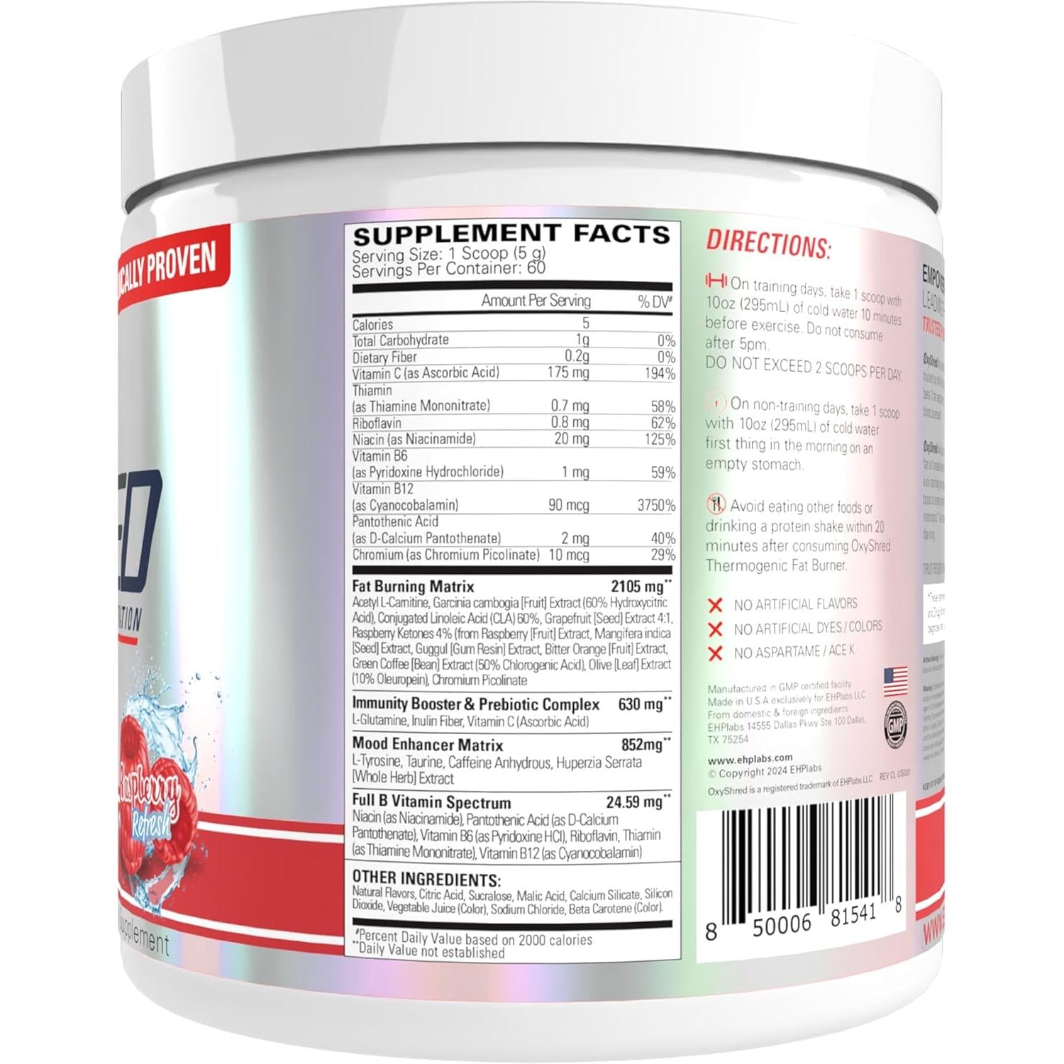 EHP Labs OxyShred-N101 Nutrition