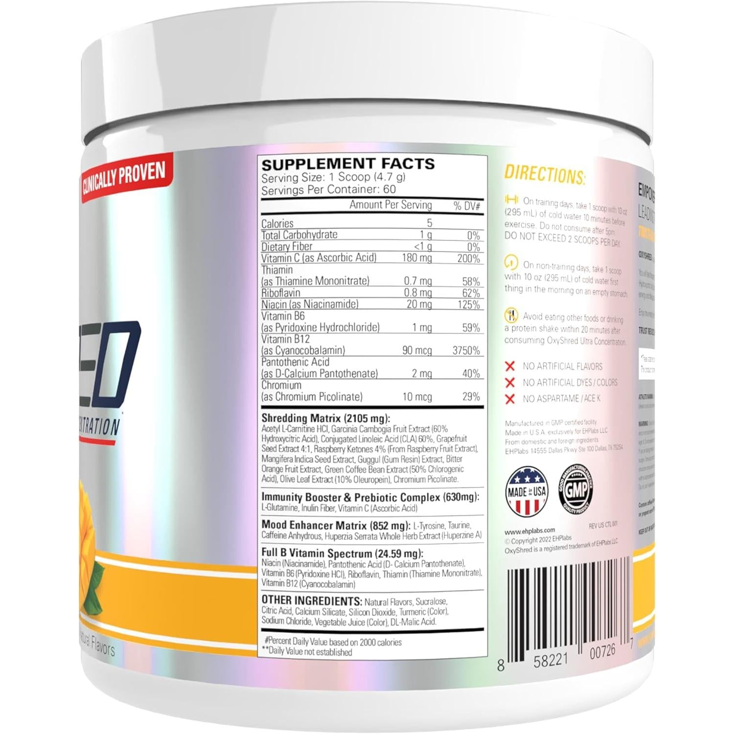 EHP Labs OxyShred-N101 Nutrition