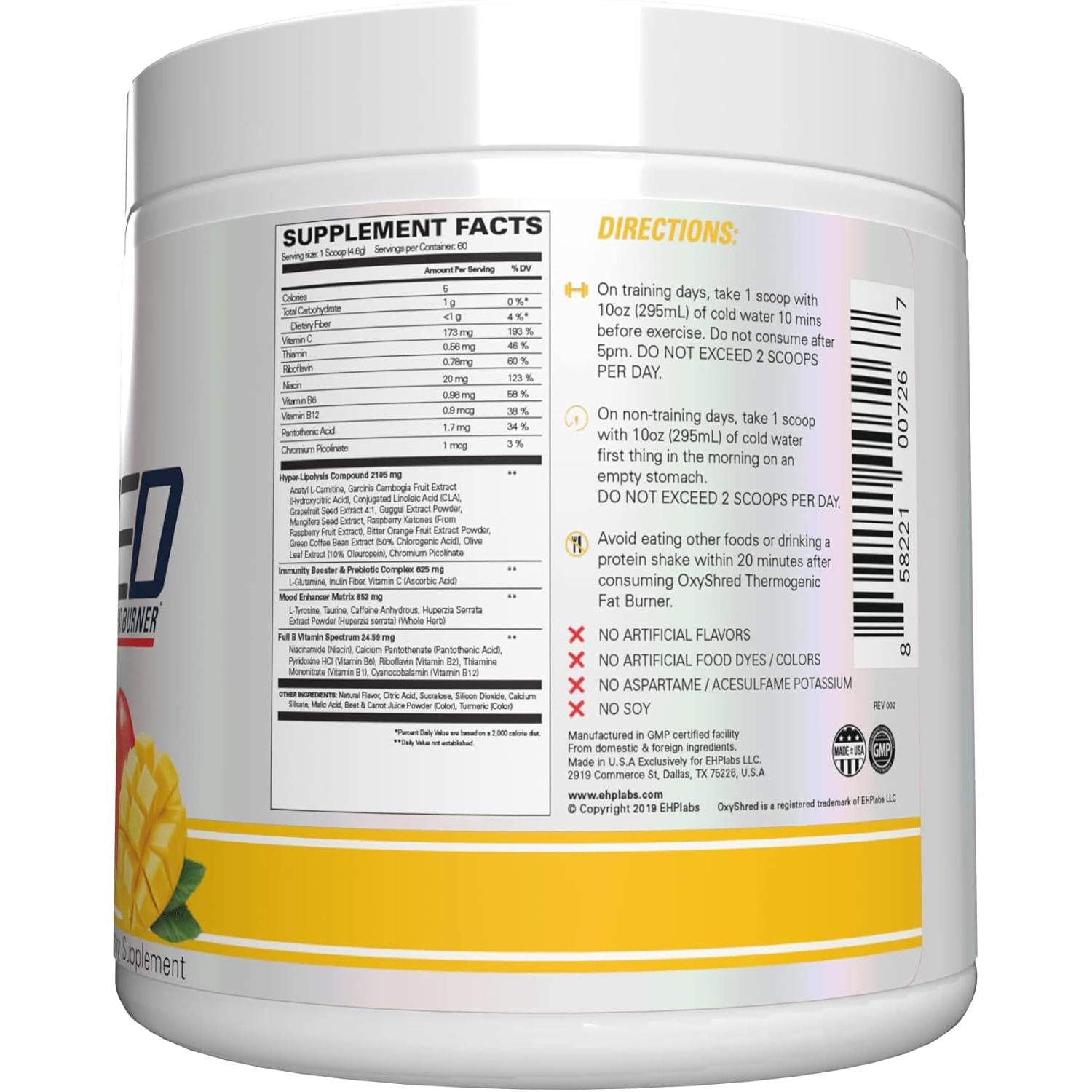 EHP Labs OxyShred-N101 Nutrition