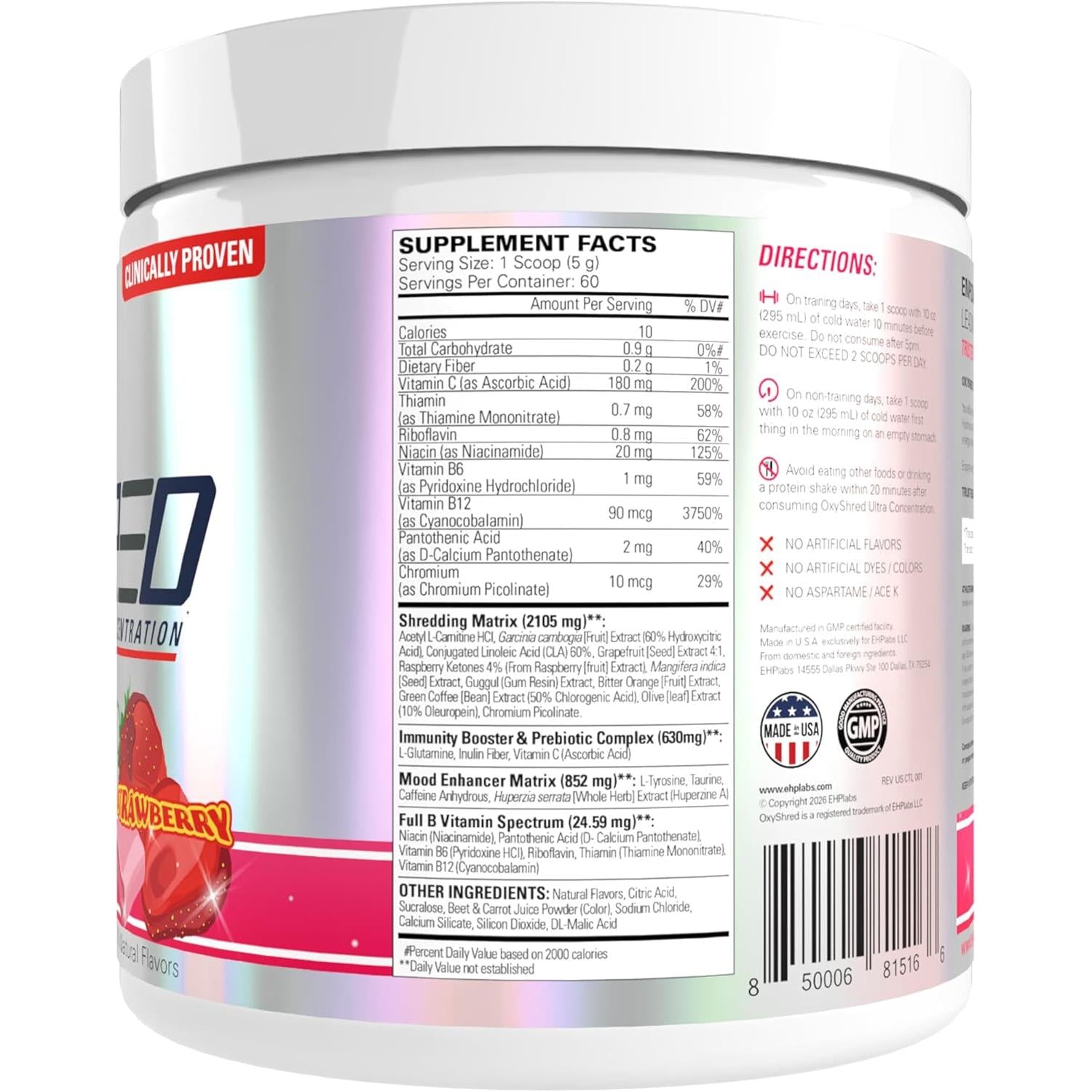 EHP Labs OxyShred-N101 Nutrition