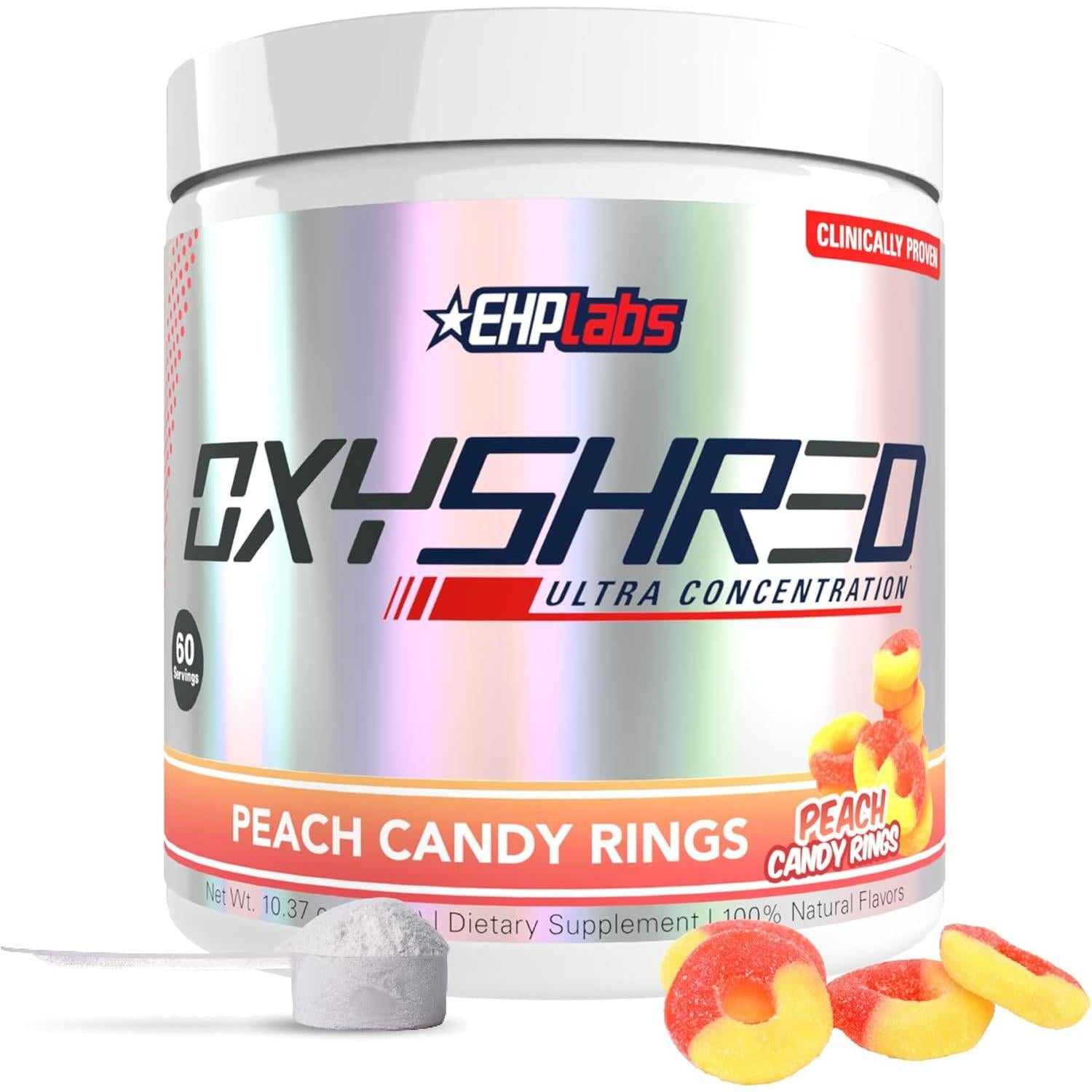 EHP Labs OxyShred-60 servings-Peach Candy Rings-N101 Nutrition