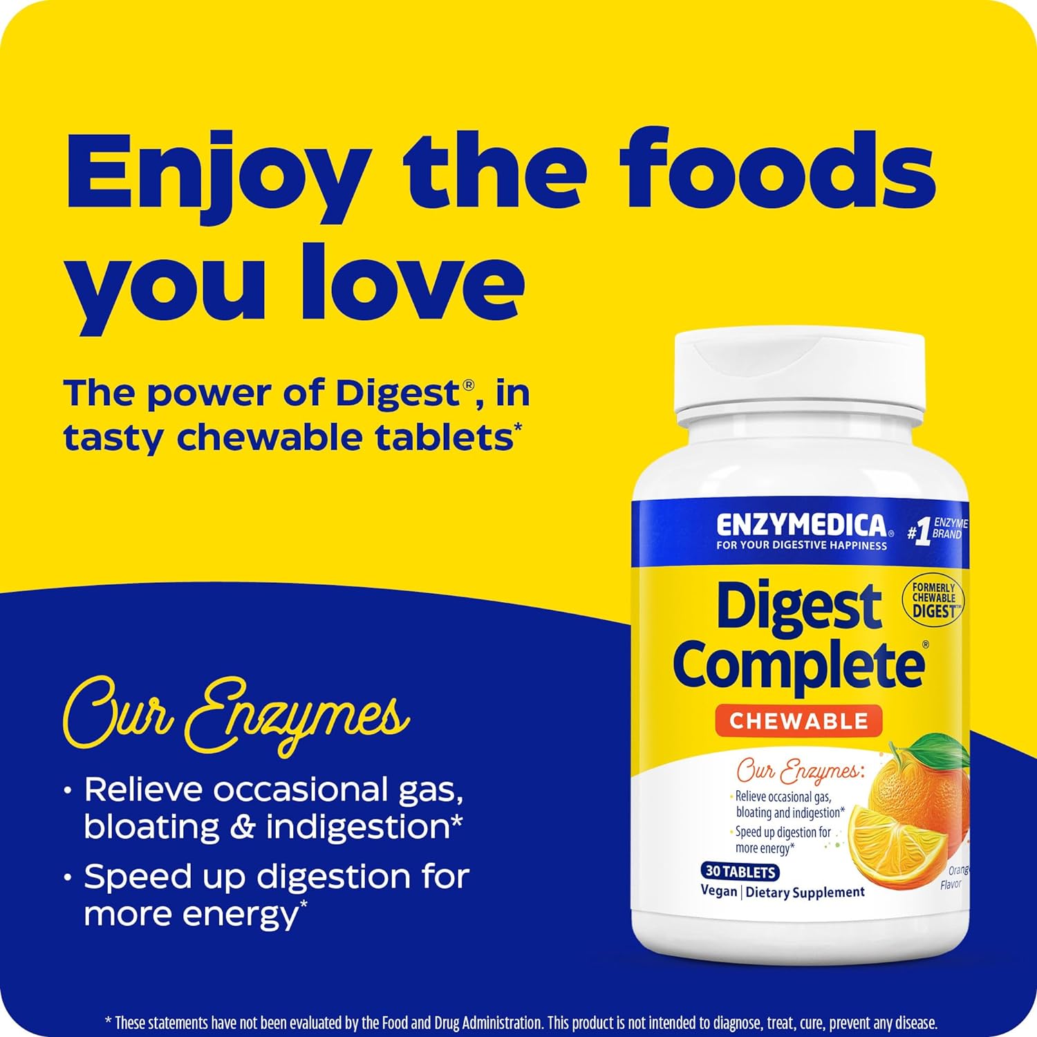 Enzymedica Digest Complete Chewable-30 tablets-N101 Nutrition